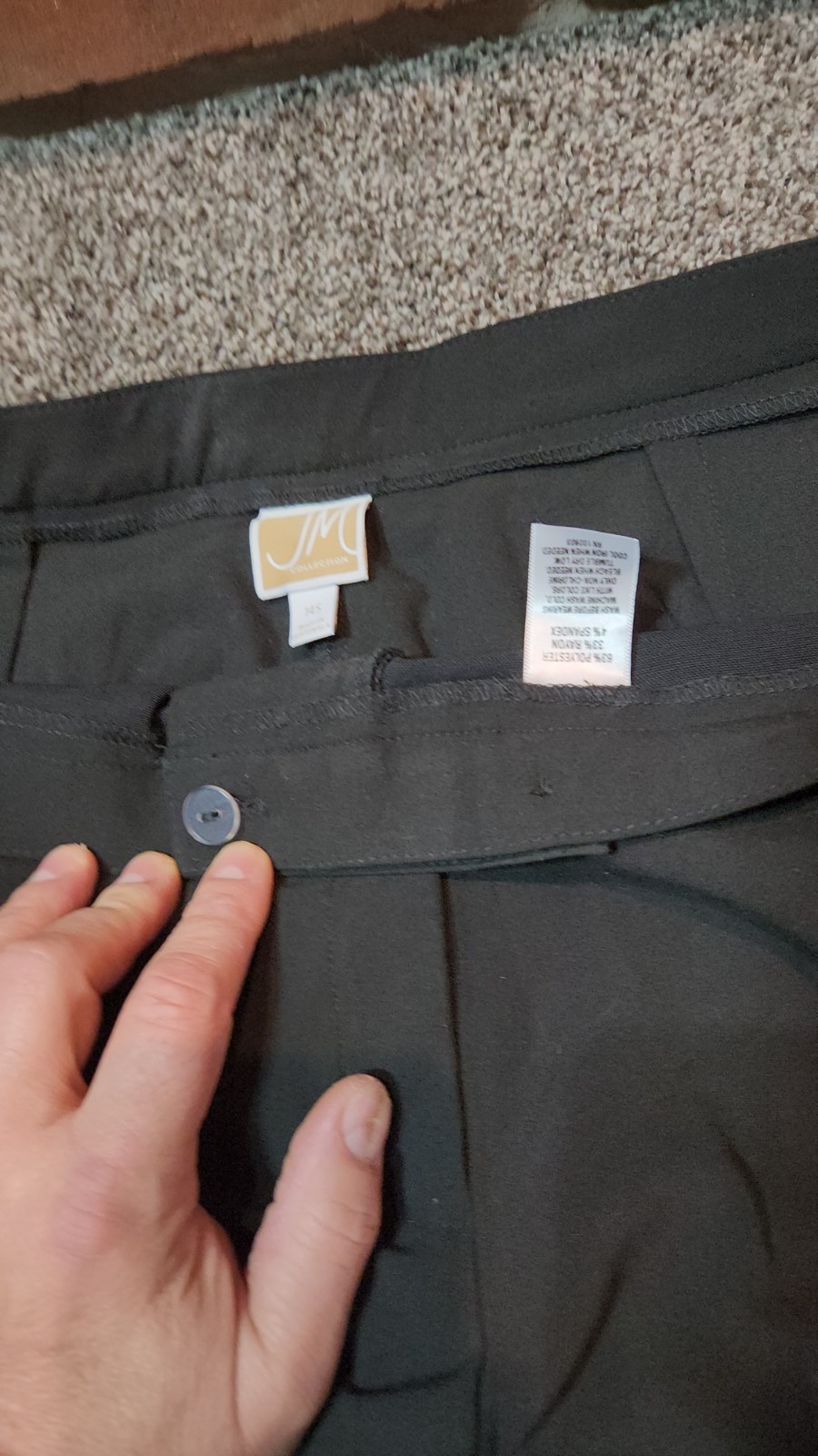 JM Collection Womens Black Flat Front Career Pants Slacks 14S Polyester Rayon Bl