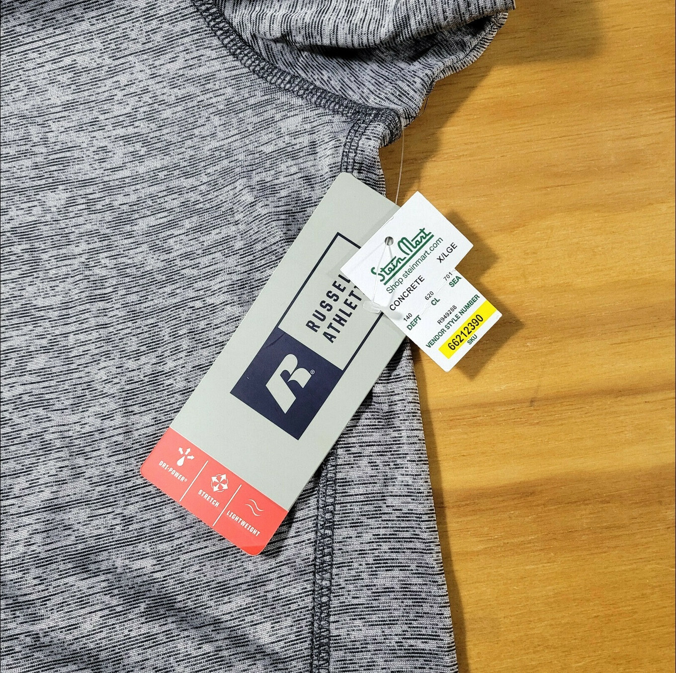 Russell Dri-Power 360 Fitted Men’s Size XL Concrete Gray Stretch Gym T-Shirt