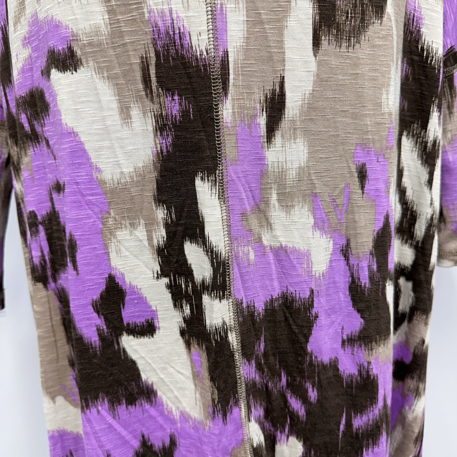 LOGO Lori Goldstein M V Neck Tunic Purple Brown Watercolor Abstract Oversized