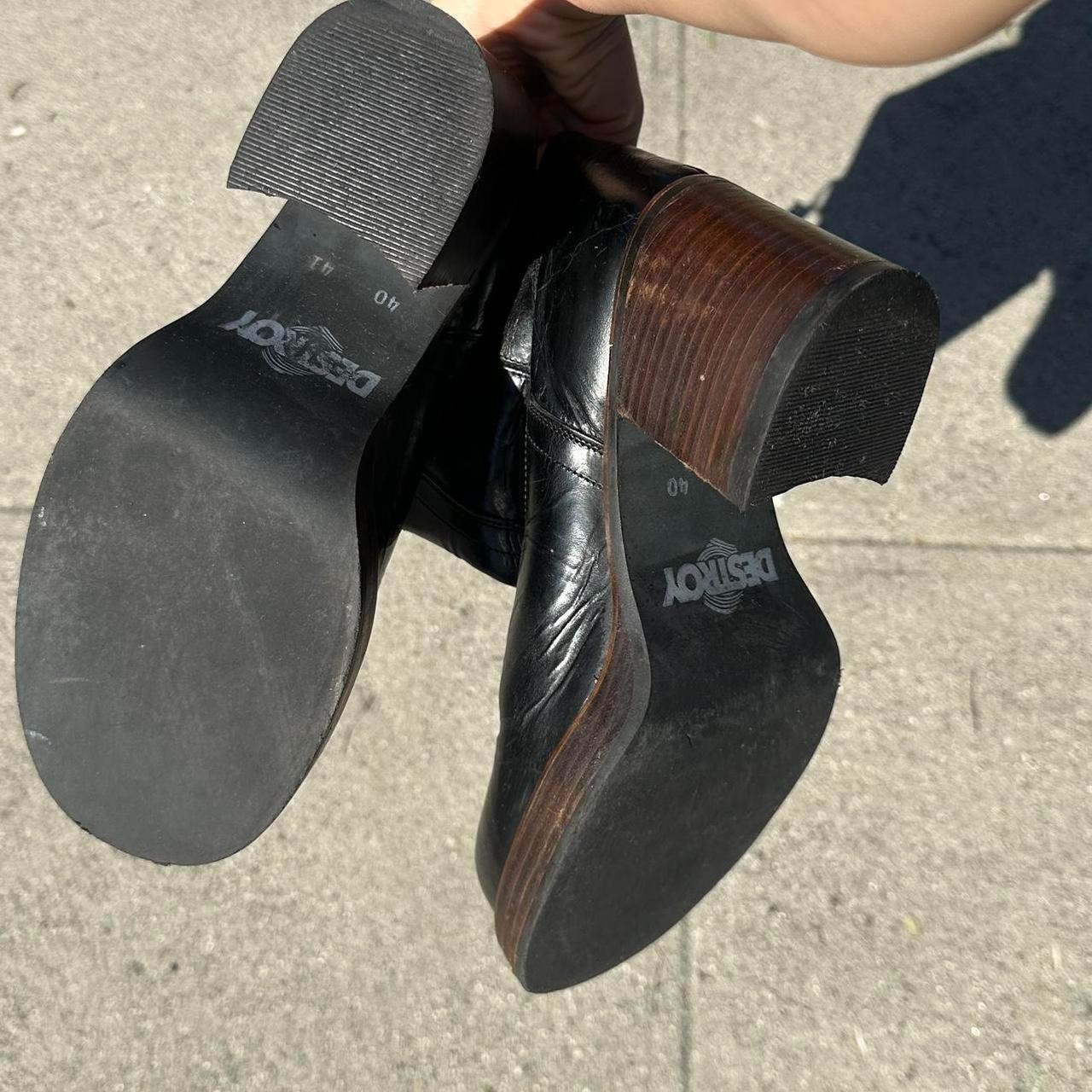 Vintage Destroy Black Patent Leather Platform Campus Boots 40/41