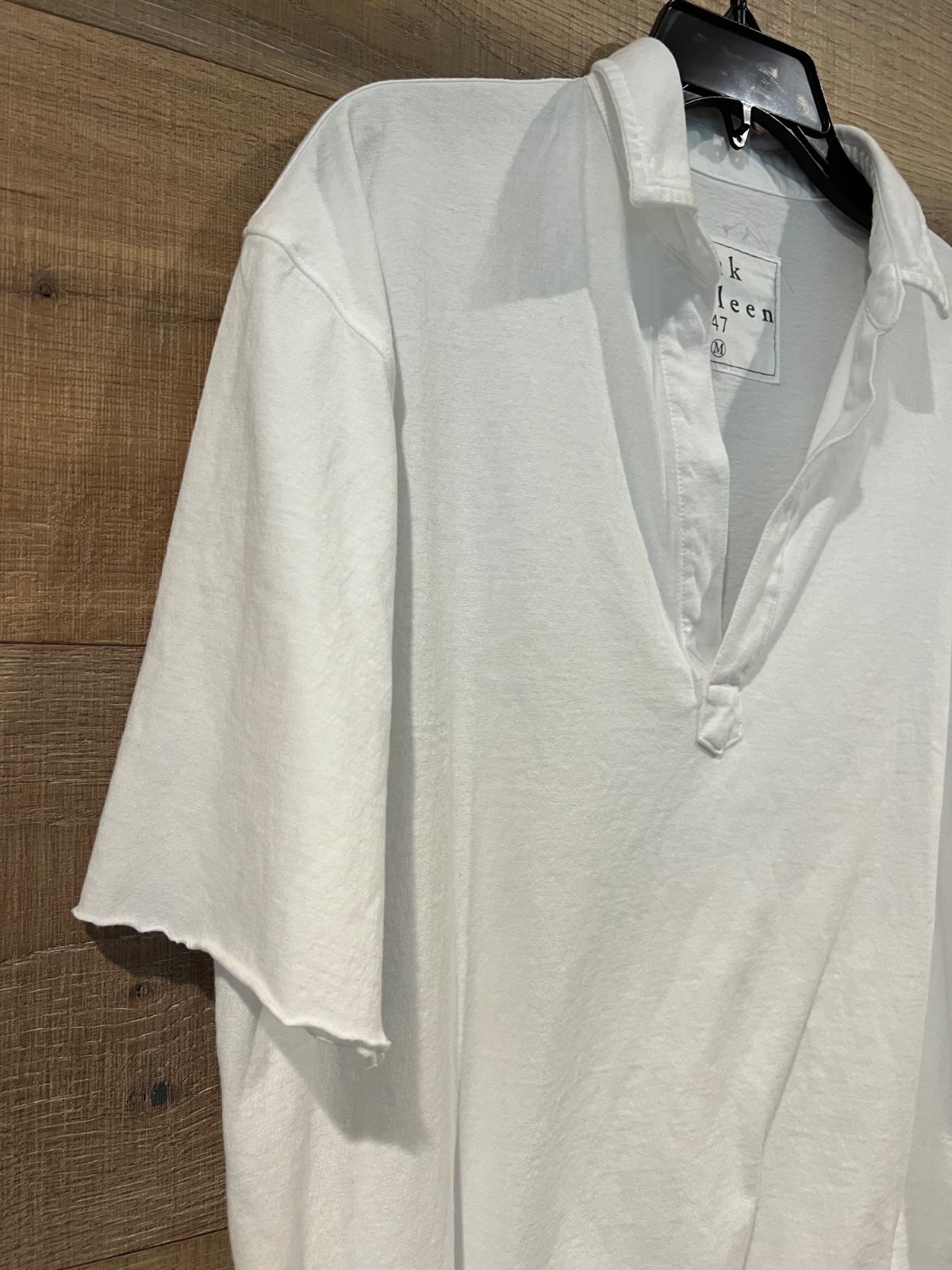 FRANK & EILEEN PATTY Short-Sleeve Popover Henley white top shirt size M