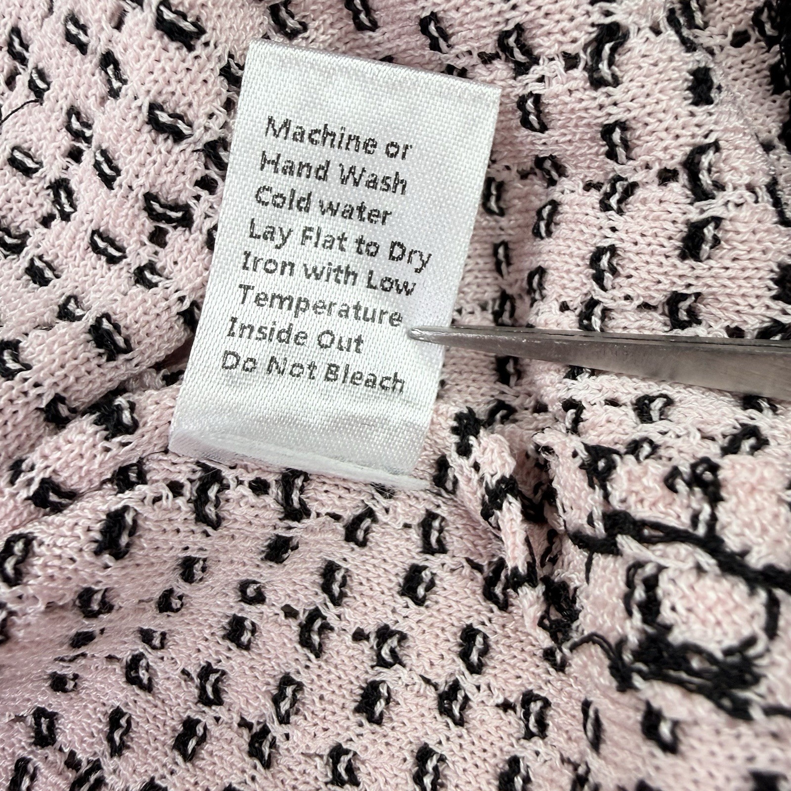 NWT Ming Wang Pale Pink & Black Knit Cardigan Sweater Jacket Top Heritage Fit M