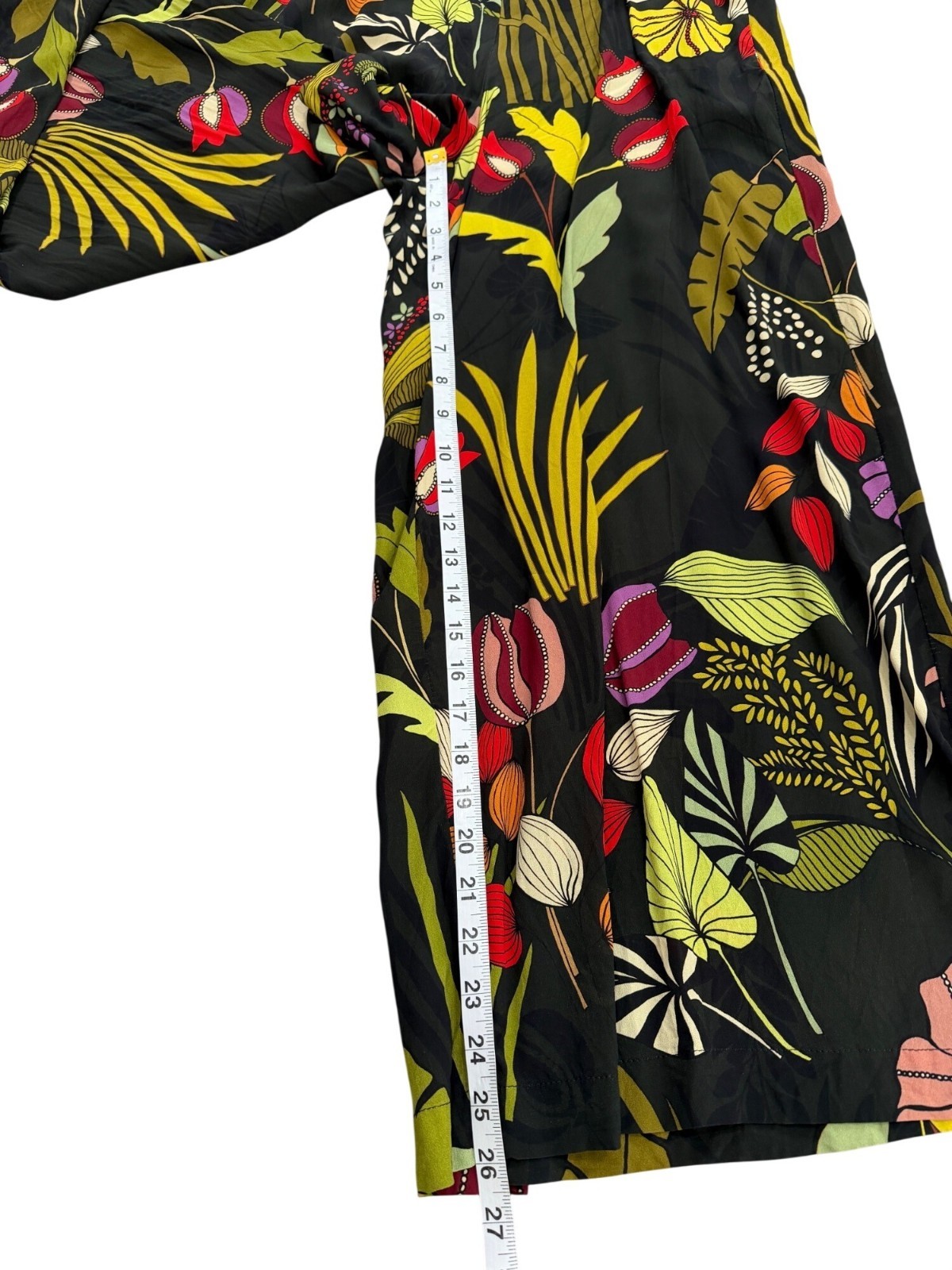 Alembika Womens US Size 8-10 Wide Leg Pants Sheer Tropical Floral Print Pull-On