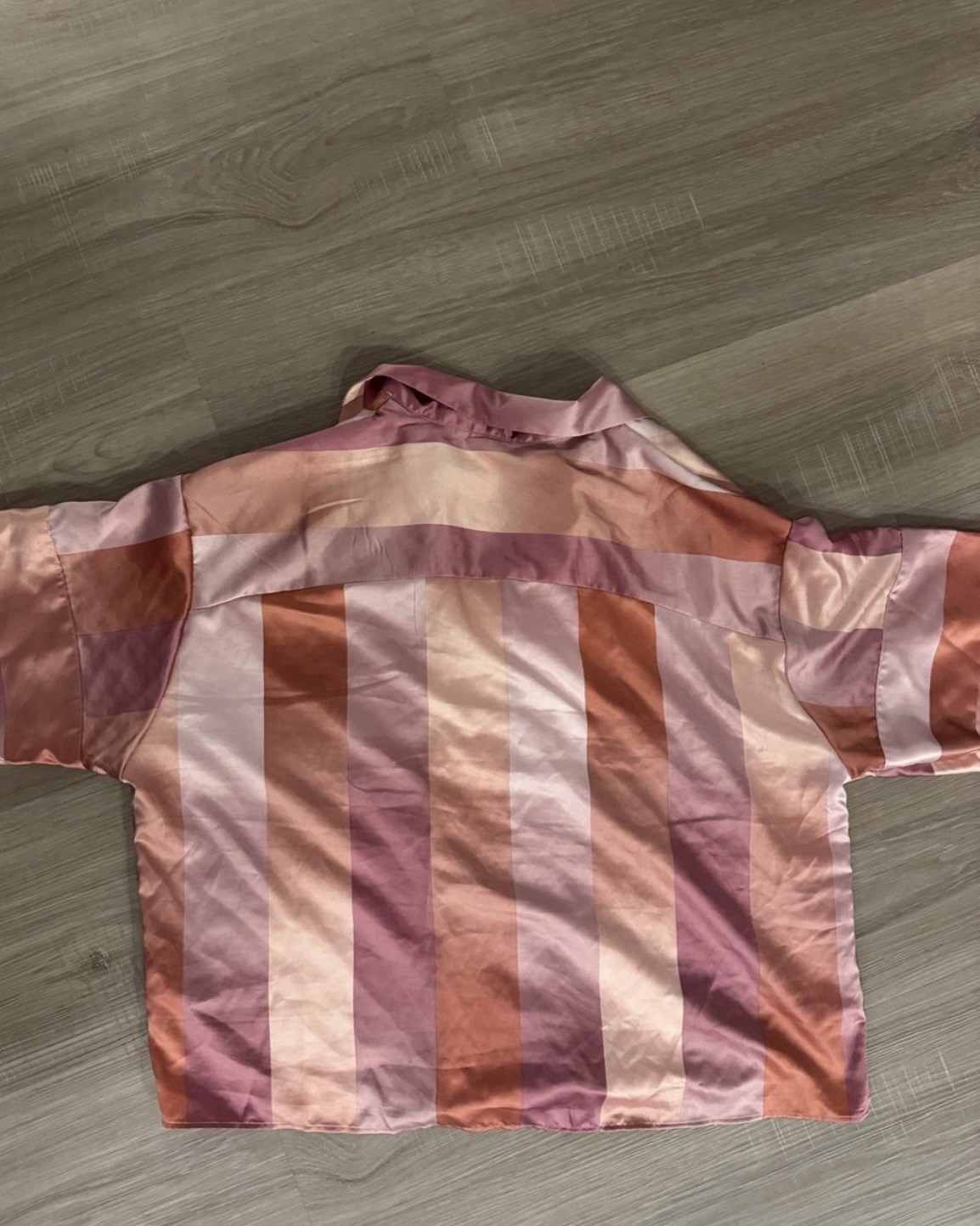 JOYSPUN Women’s Satin Striped Pajama Set Pink/Purple/Orange Button M 8-10