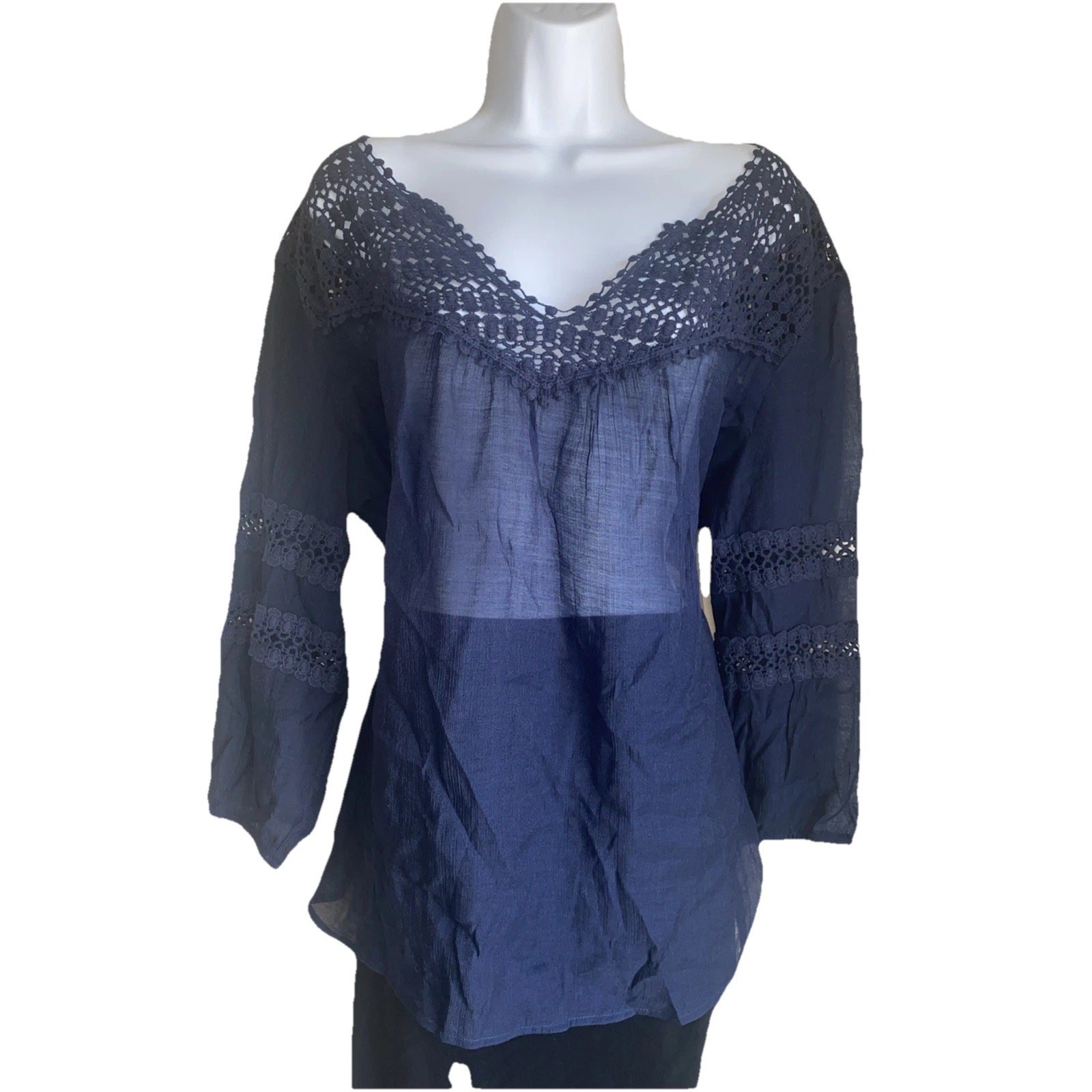 Maurice’s Plus XXL Boho Sheer Crochet Lace Tunic Blouse Cottagecore Whimsigoth