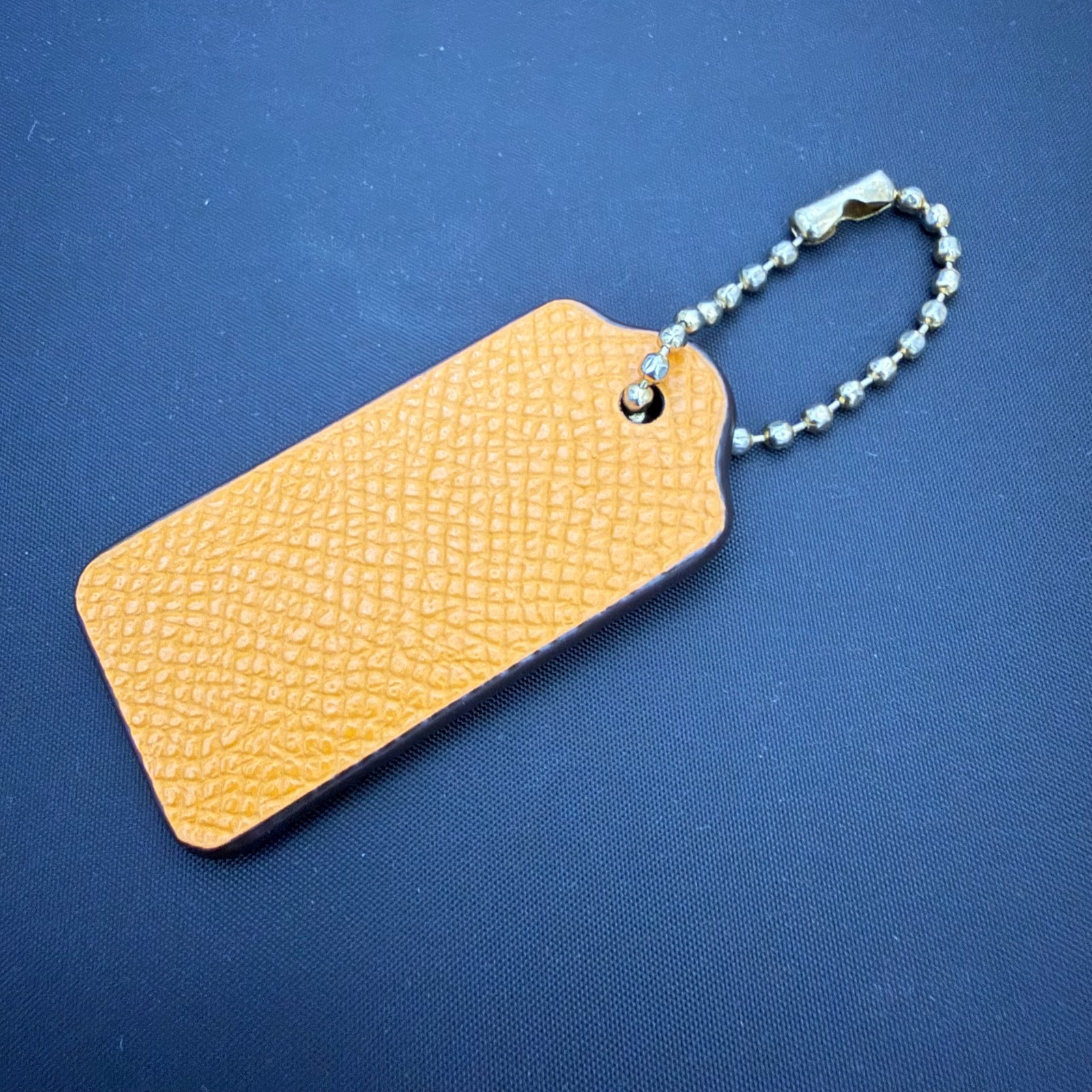 Vintage COACH Hang Tag Bag Charm Keychain leather Orange From Japan
