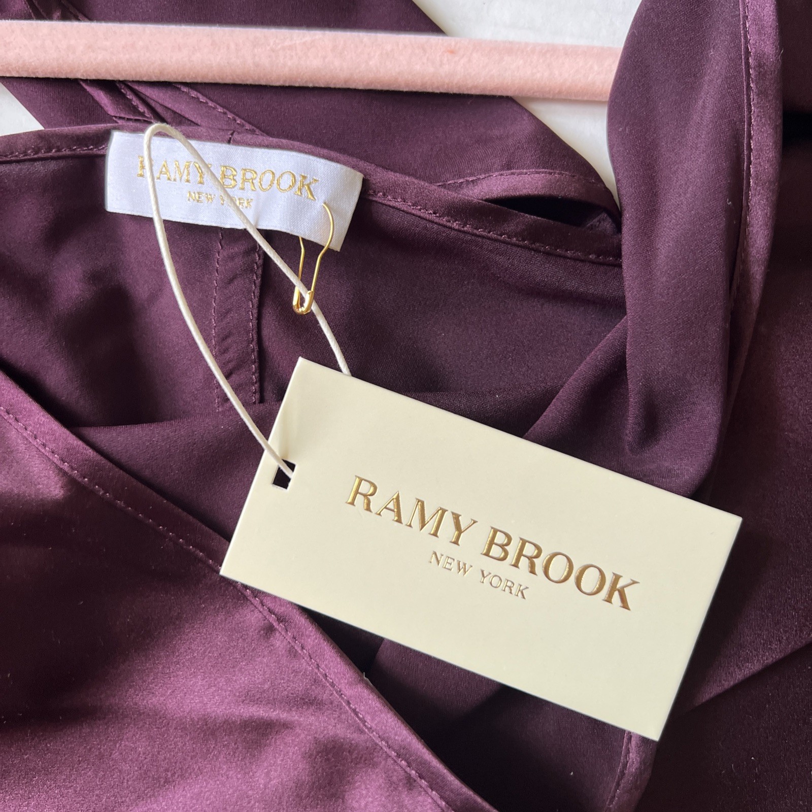Ramy Brook S Harriet Halter Silk Raisin Charmeuse Slvless Top Blouse Shirt NWT