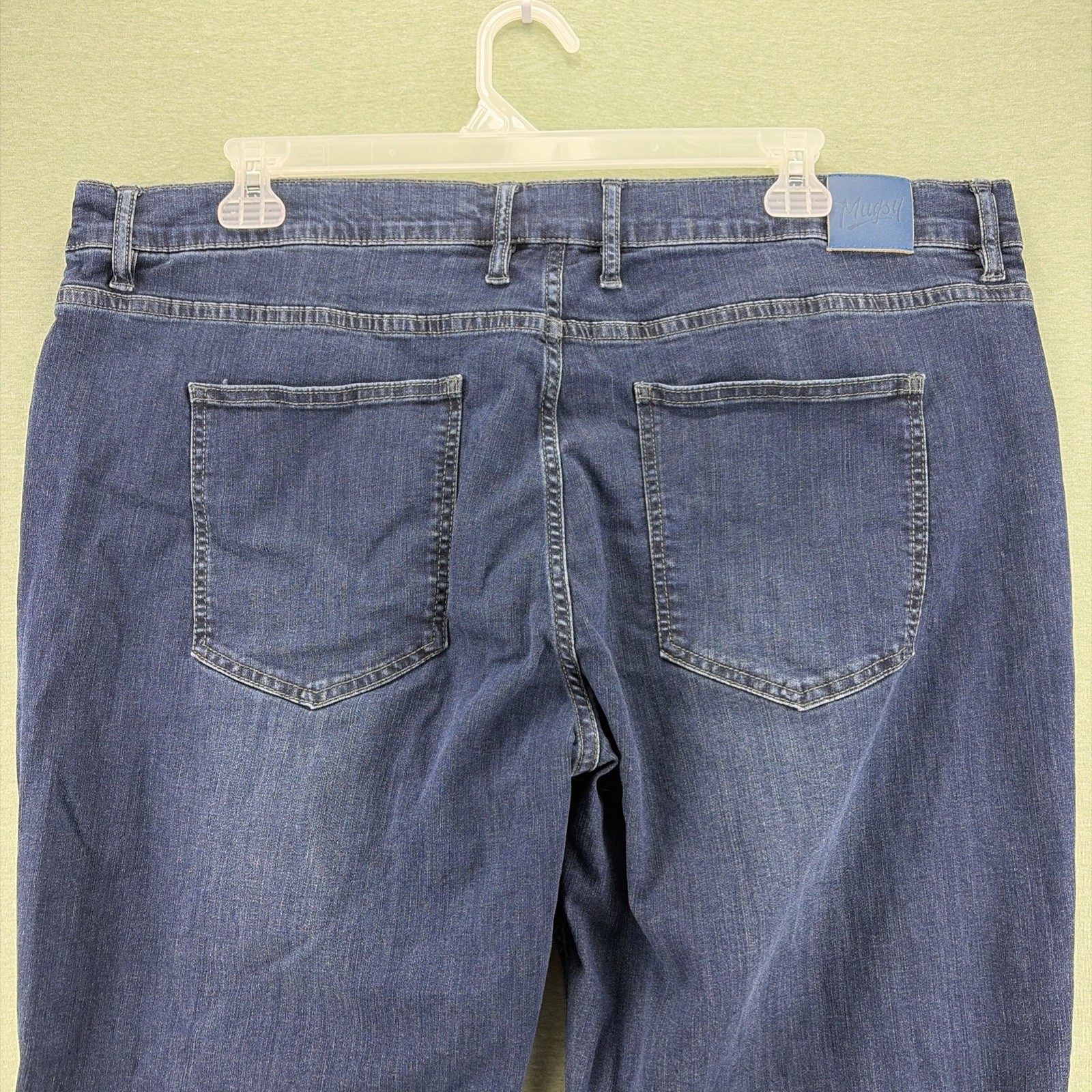 Mugsy Fultons Straight Fit Jeans Mens Size 44×30 Blue Dark Wash Denim Stretch