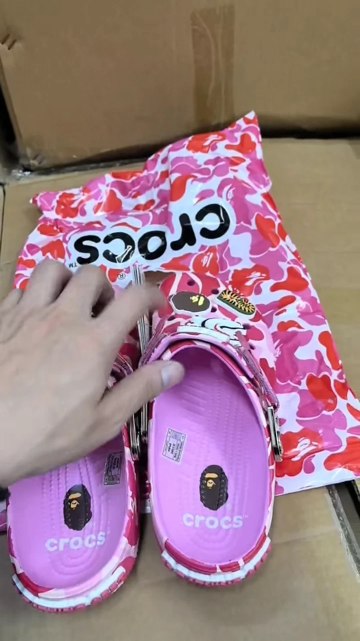 BAPE x Crocs ABC Pink Camo Clogs Men’s Size US Trend Streetwear