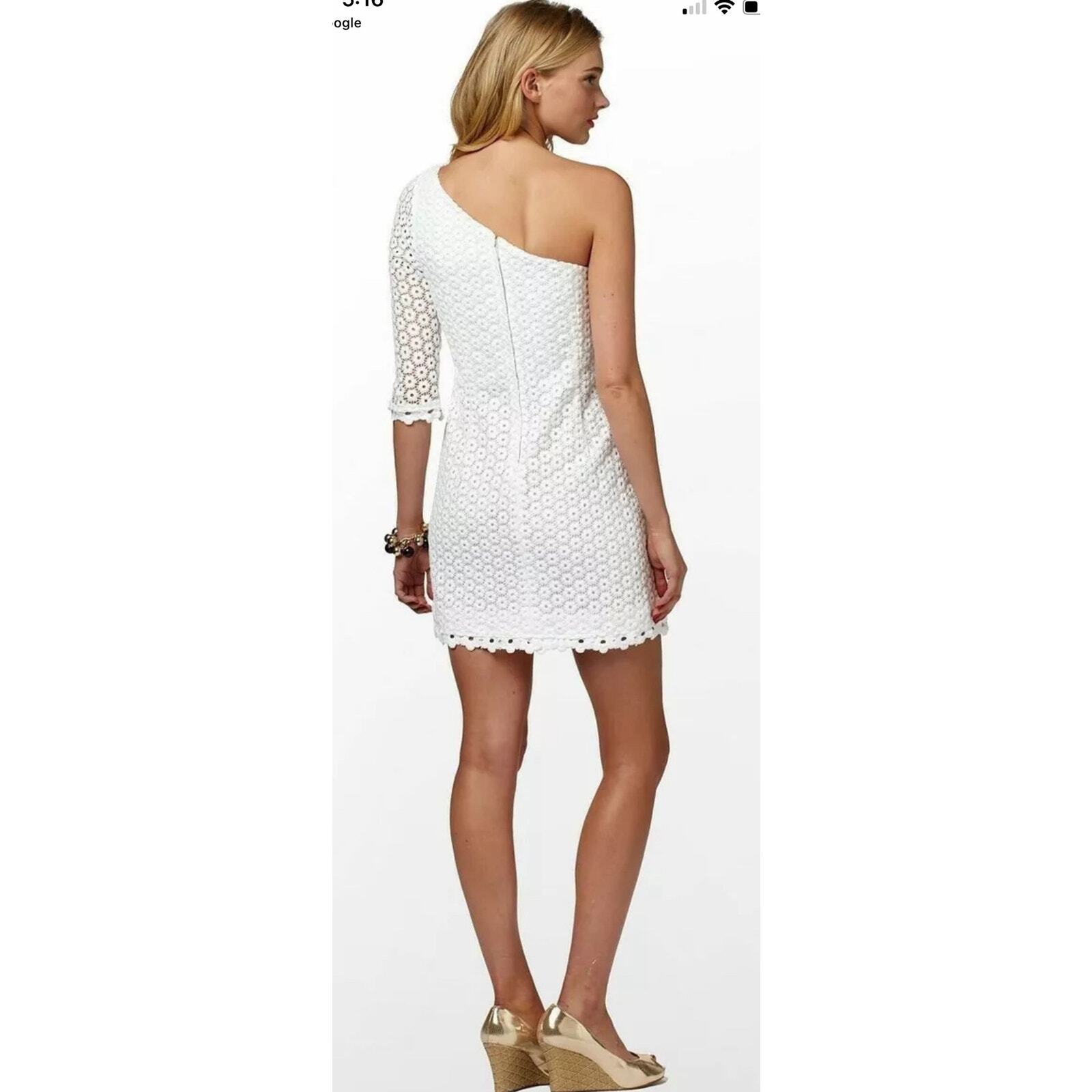 Lilly Pulitzer Resort White Daisy Truly Lace Whitaker One Shoulder Dress Size 0