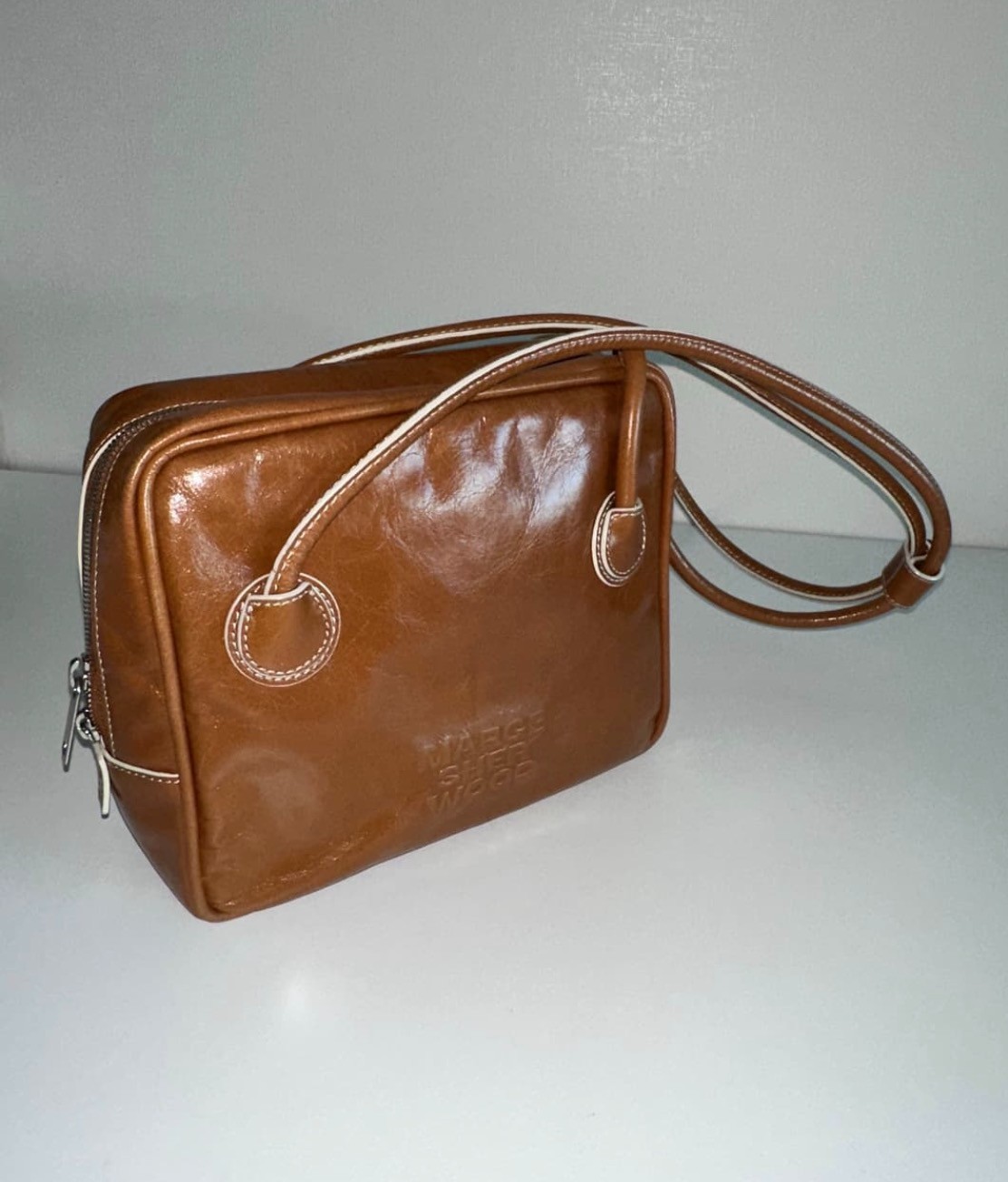 MARGE SHERWOOD PIPING Shoulder brown crinkle K-Designer Bag