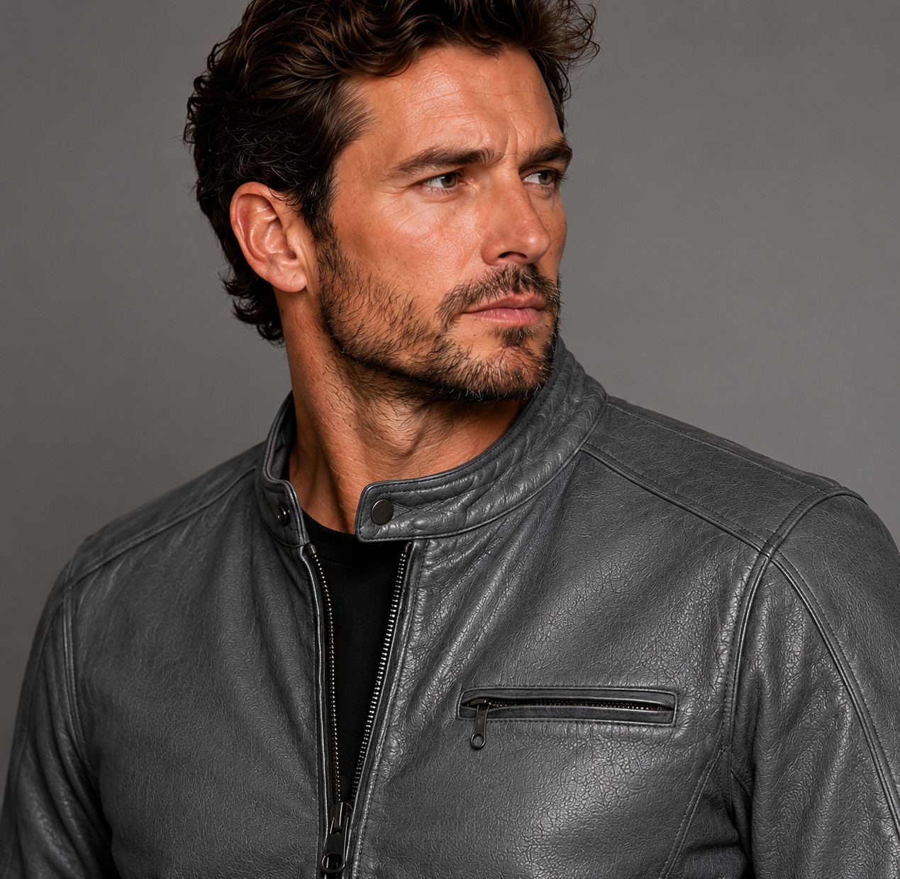 Men’s Genuine Suede Leather Biker Jacket – Slim Fit – Casual Fashion Coat