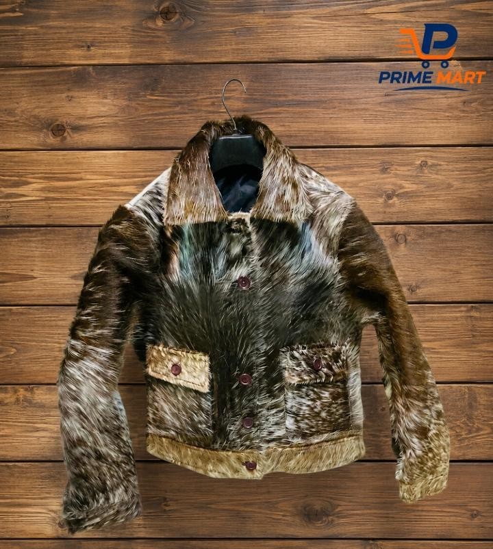 Men’s Real Cowhide Leather Jacket Hair-On Fur Natural Cow Skin Western jacket