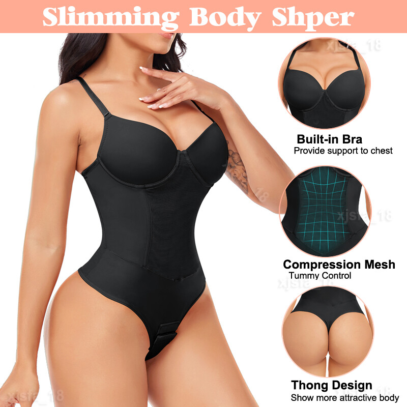 Women’s Seamless Full Body Shaper Bodysuit Tummy Slimming Built-in Bra Shapewear
