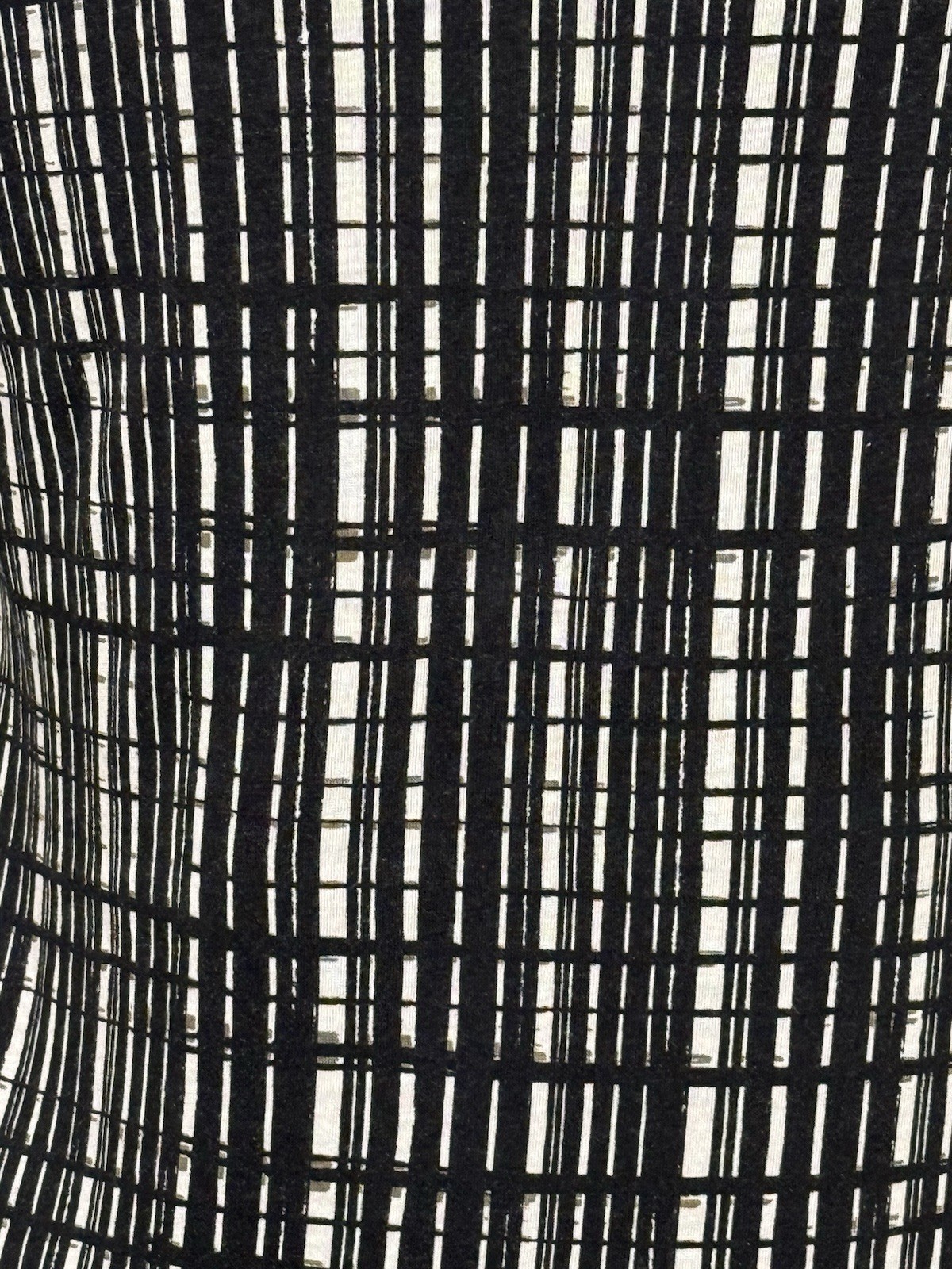 Vince Women’s XS Black White Windowpane Grid Print Pima Cotton Blend Top