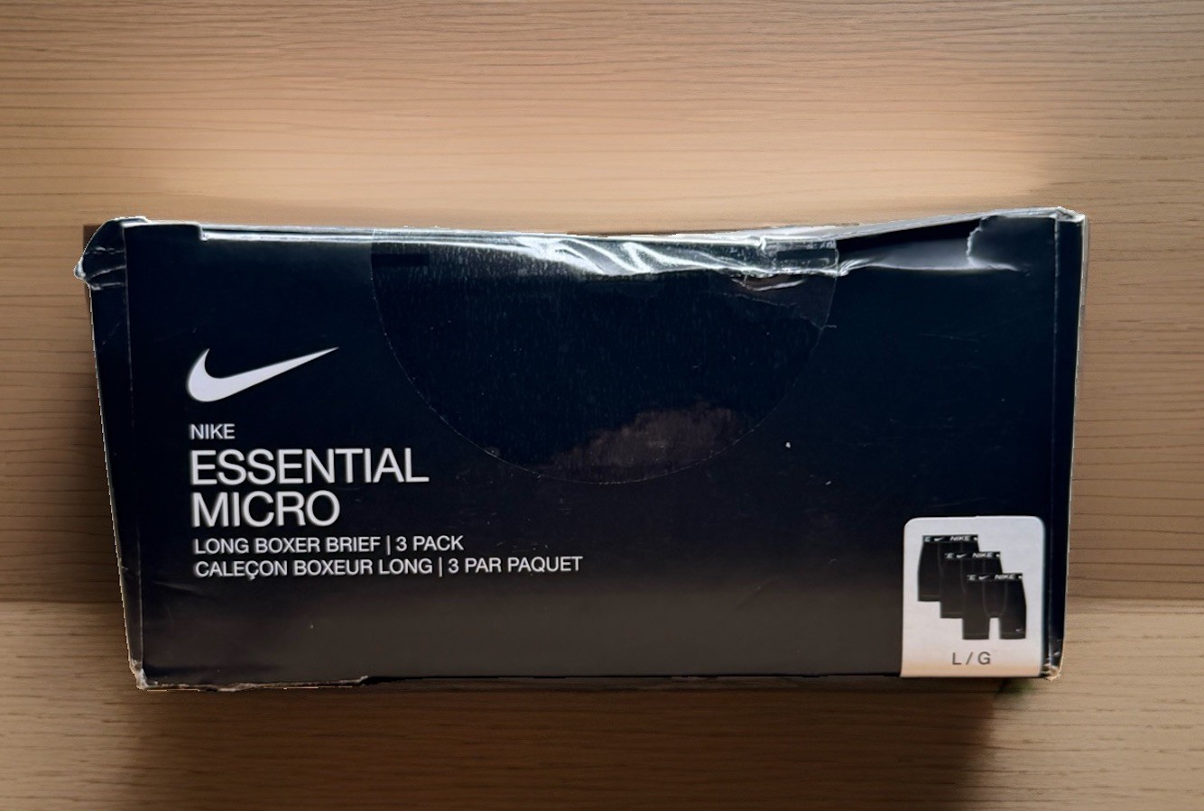 Nike Essential Micro Long Boxer Brief 3 Pack Black Dri-FIT Men’s Large KE1026O