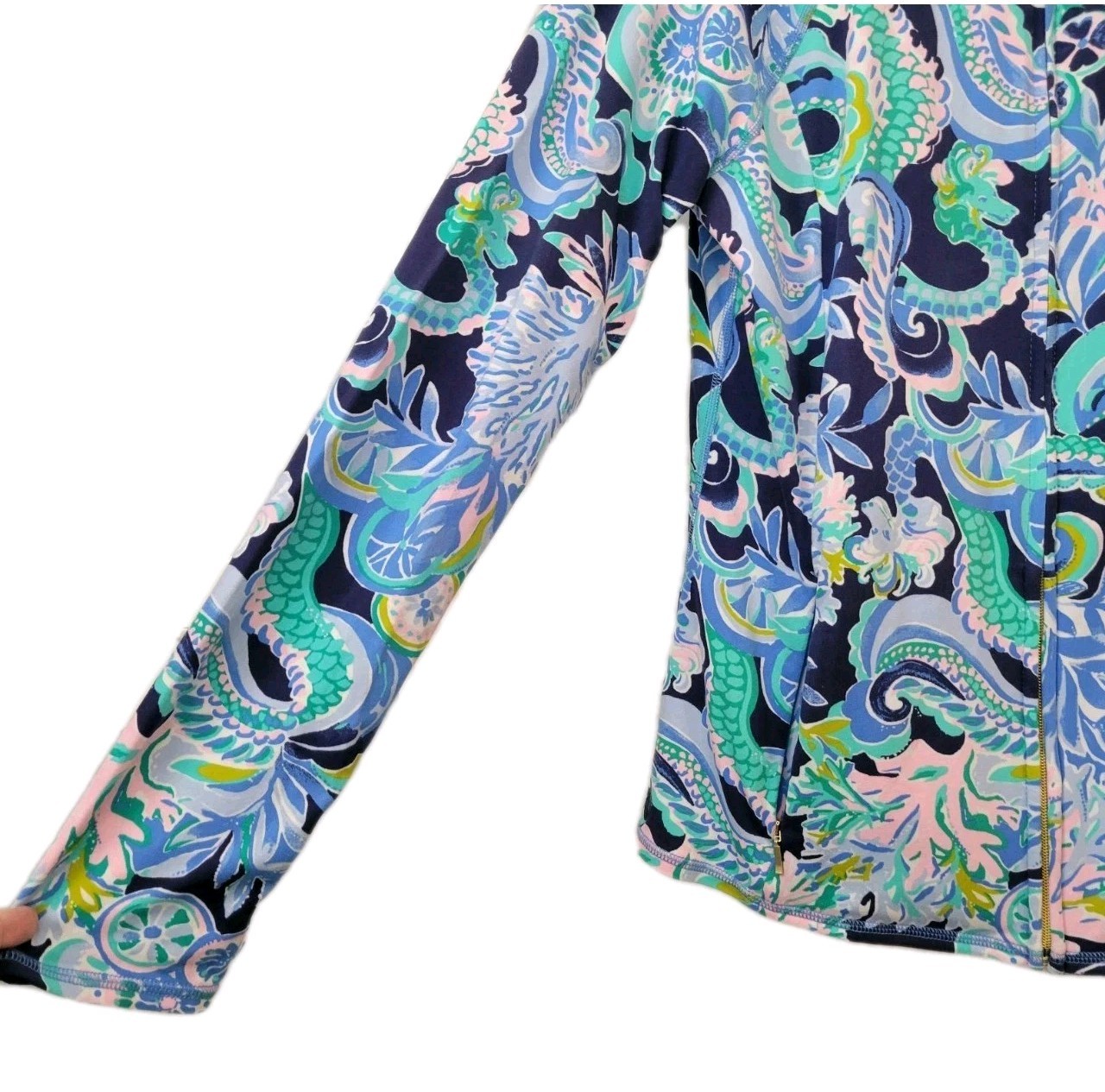 Lilly Pulitzer Luxletic Full-Zip Serena Jacket Sz Large Sirens & Spirits Fitted
