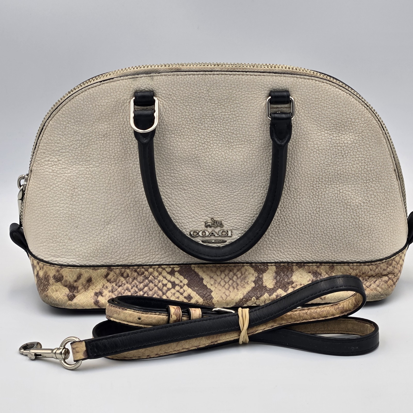 Coach Sierra Satchel With Leather Snakeskin Detail bag And Shoulder Strap