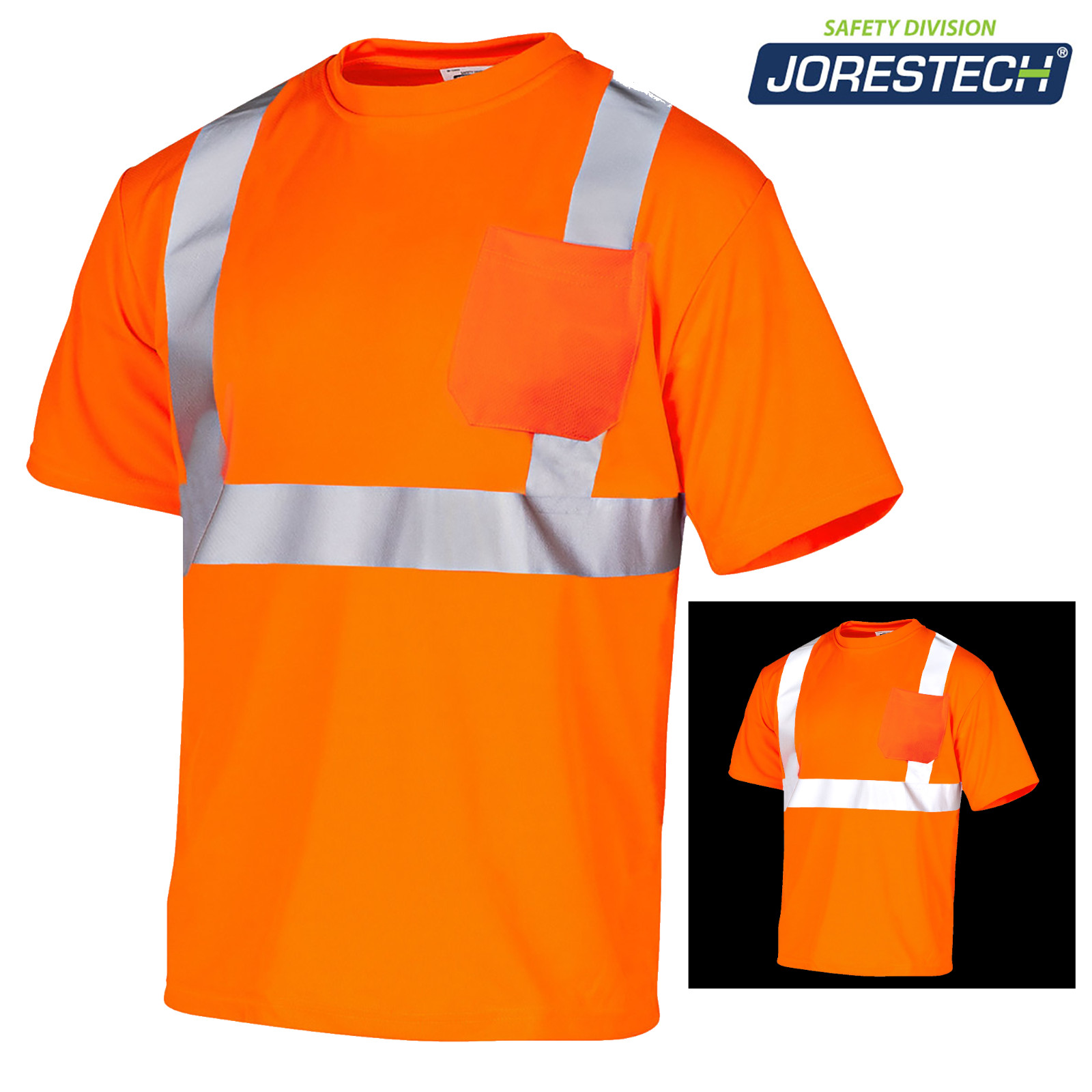 Hi Vis T Shirt Class II Reflective Heat transfer Safety Orange Short Sleeve