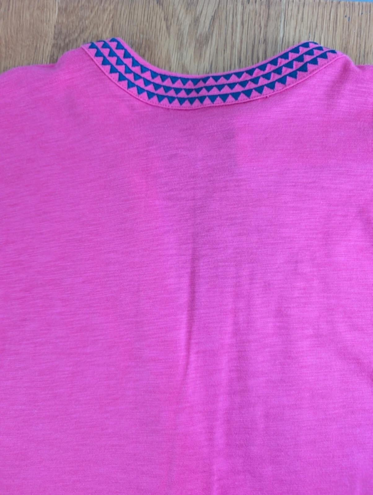 Boden Pink Jersey Dress UK 6 Bright Pink Embroidered Neckline Never Worn
