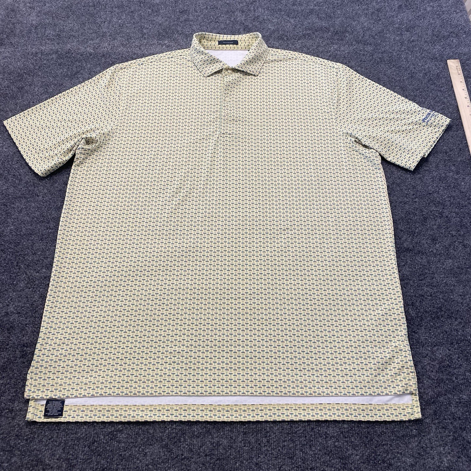 Turtleson Martini Glass Print Golf Polo Shirt Mens XL Stretch Peformance Fabric