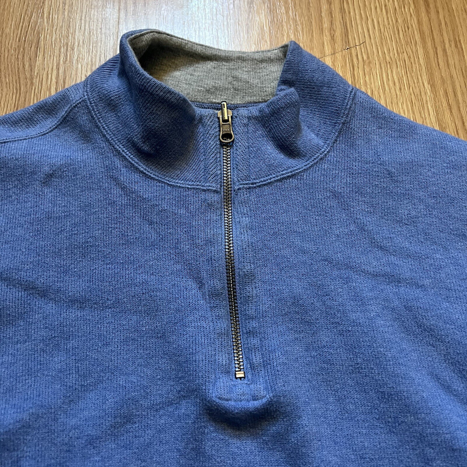 Cremieux Light Blue & Gray Reversible 1/4 Zip Sweater Men’s Size XL Golf Preppy