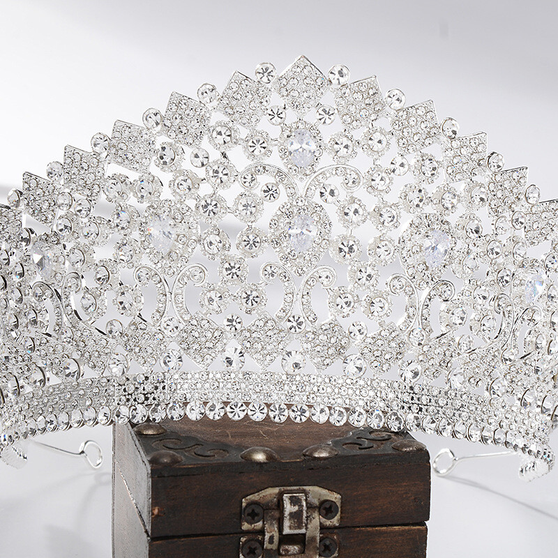 9cm Tall Large Crystal Wedding Bridal Queen Princess Prom Tiara Crown For Women