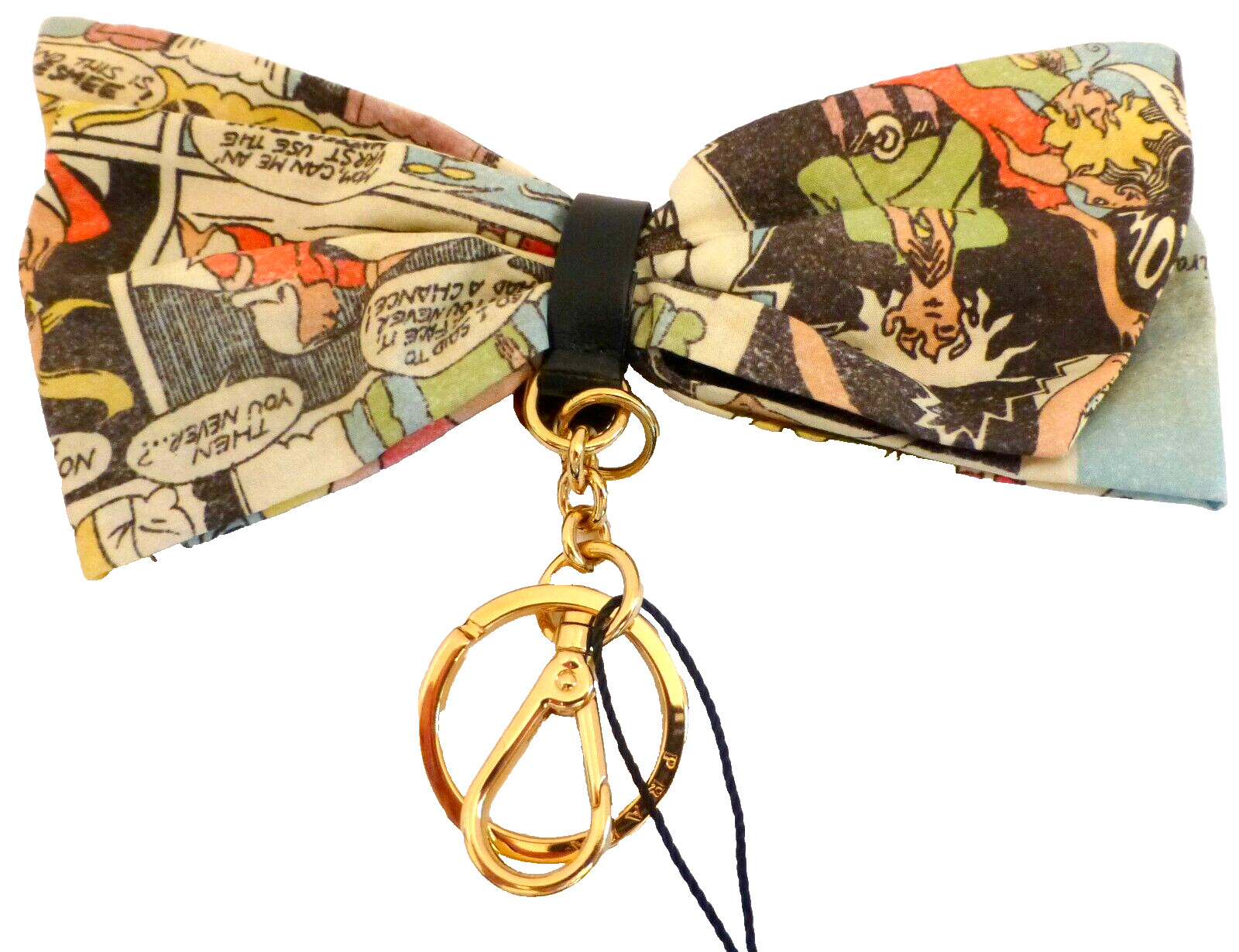 Prada Keyring Chain Purse Charm Popeline Comics Print Fabric Bow NWT