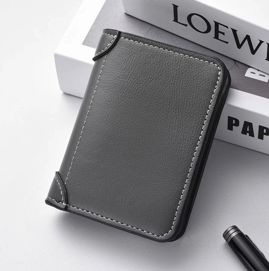 1pc Ultra-Thin Mini PU Leather Men’s Wallet Vertical Credit Card Holder – NEW