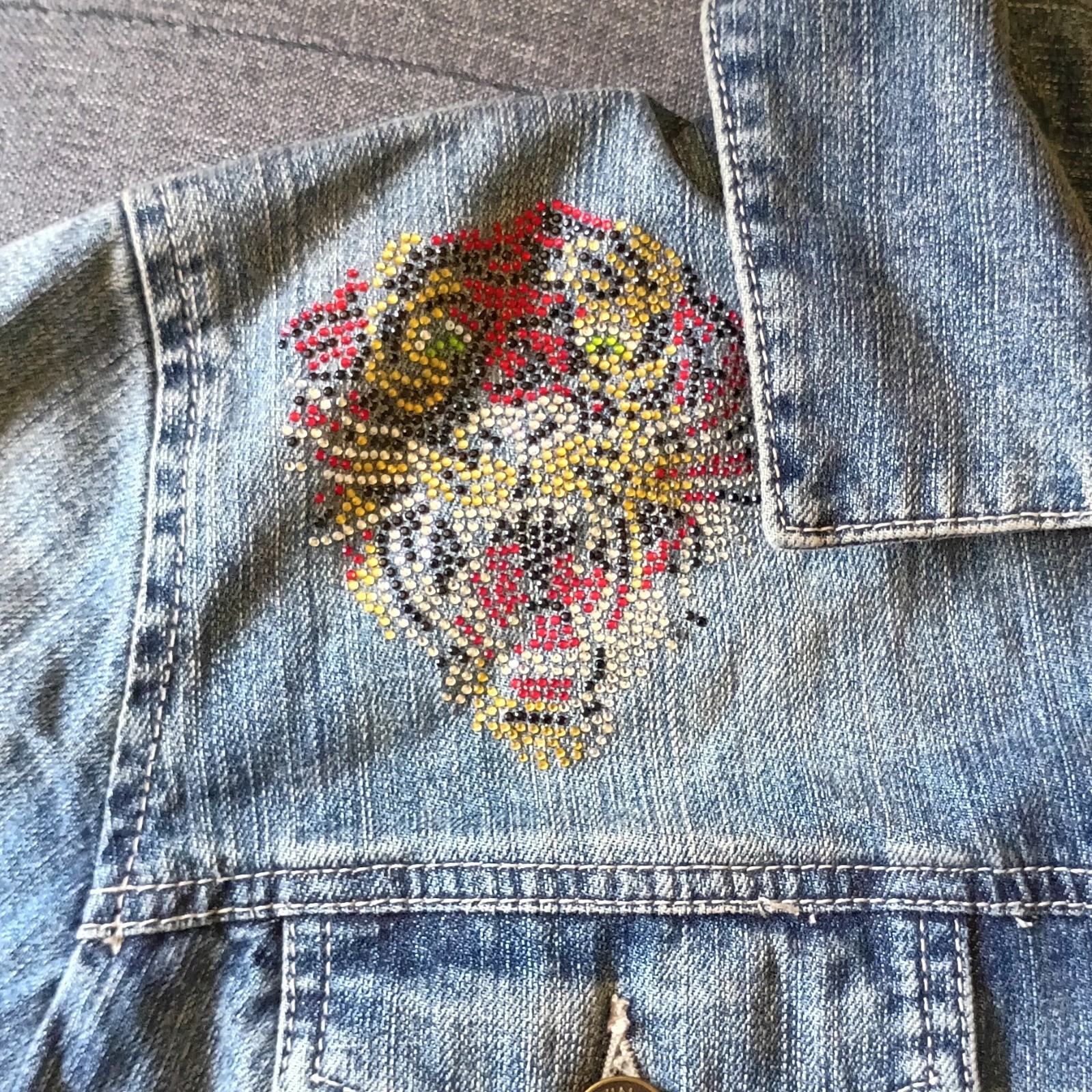 Calvin Klein Jeans Women’s Blue Embroidered Button Jacket Collared Pockets 3XL