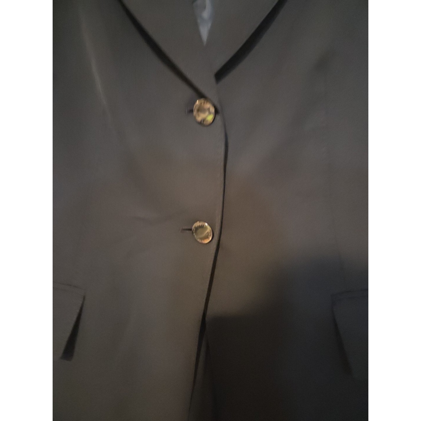 Anne Klein 2 Pc Black Executive Suit, Women’s Size 8, Silver Buttons Office Wear
