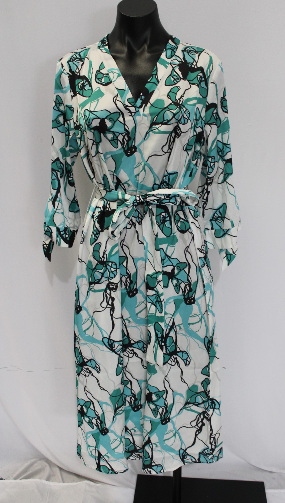 Ming Wang Women’s Charmeuse Printed Half Sleeve Dress LB3 Multicolor Medium