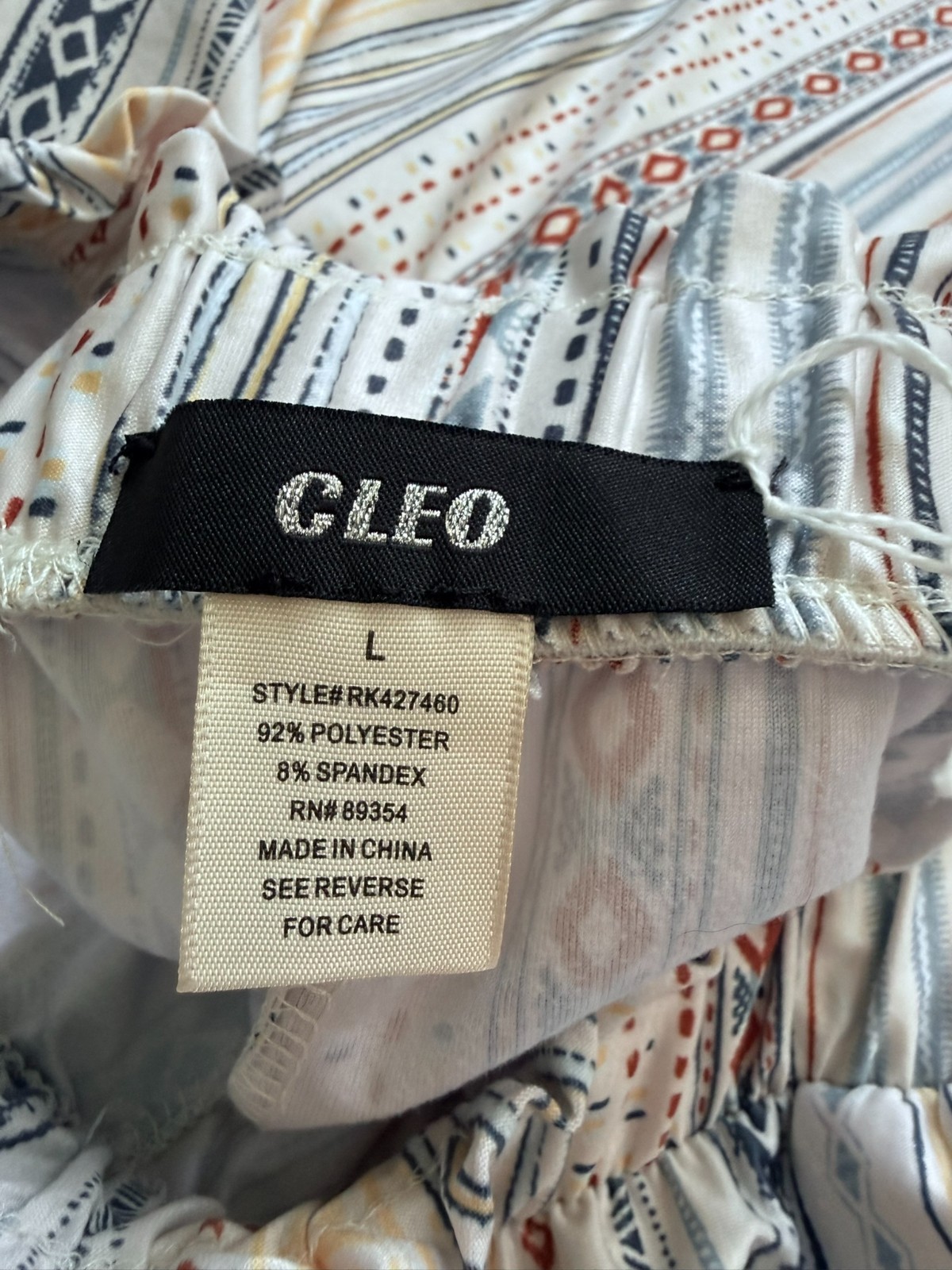 CLEO Women’s L Paperbag Waist Wide Leg Pants Boho Southwestern Stripe Pull On