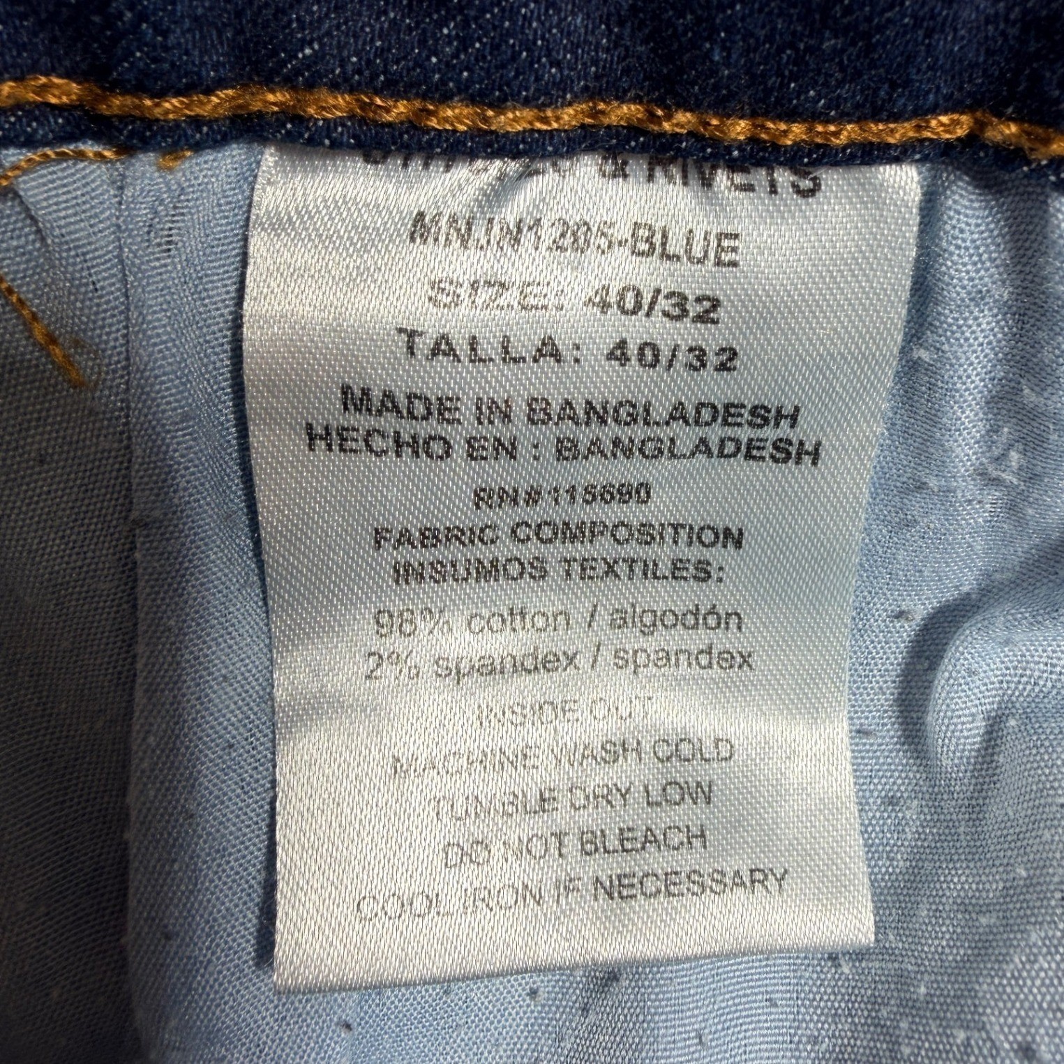 Stitches & Rivets Denim Jeans Mens 40 x 31 Blue Straight Leg Stretch Workwear