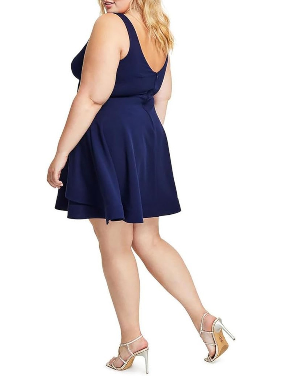 B DARLIN Womens Navy V-notch Scuba Crepe Sleeveless Dress Plus 14W