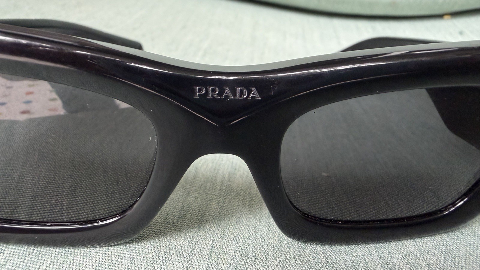 PRADA Milano Women’s Rectangle Sunglasses Black Plastic Frame Blck Tinted Lenses