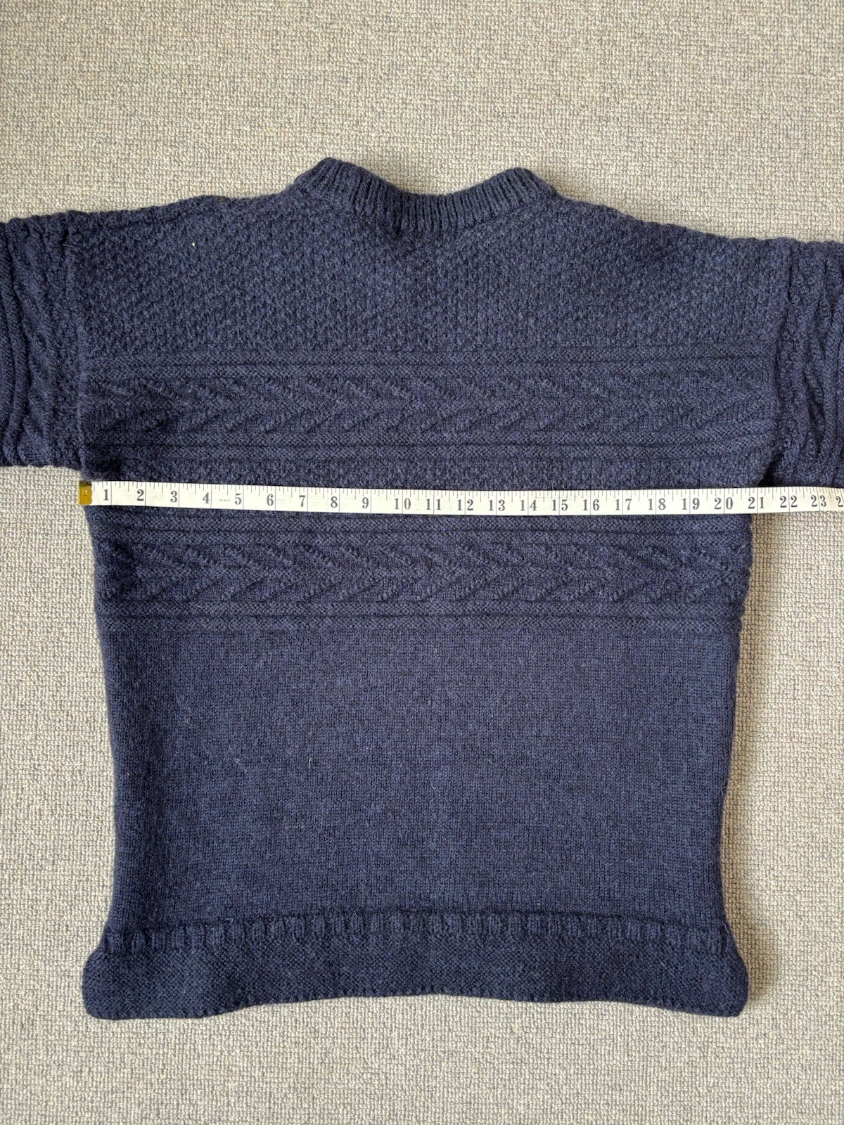Traditional Guernsey British Wool Naturally Fisherman Jumper Navy Gansey M