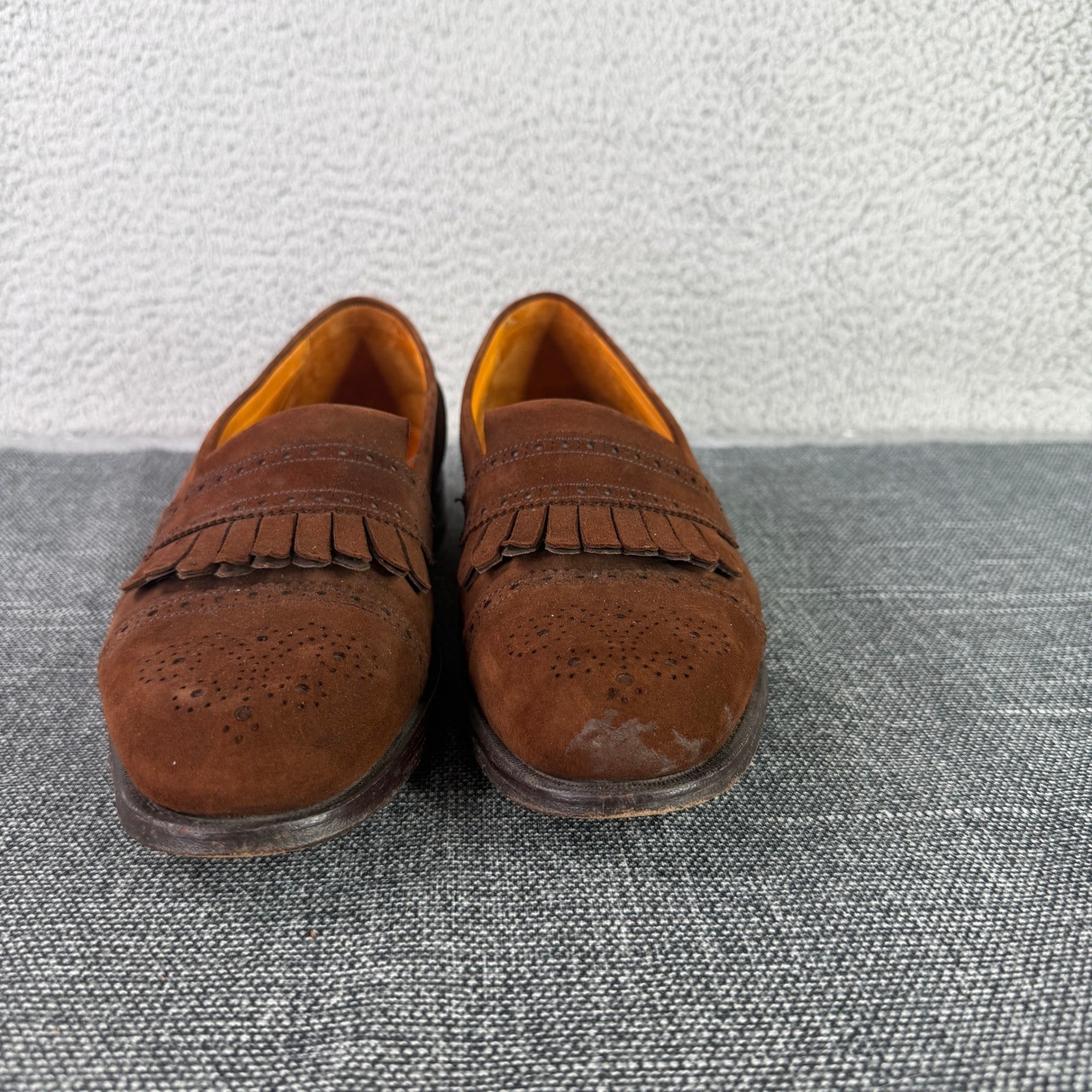 Cole Haan Bench Made England Loafers Mens 10 D Brown Suede Tassel Wingtip VTG