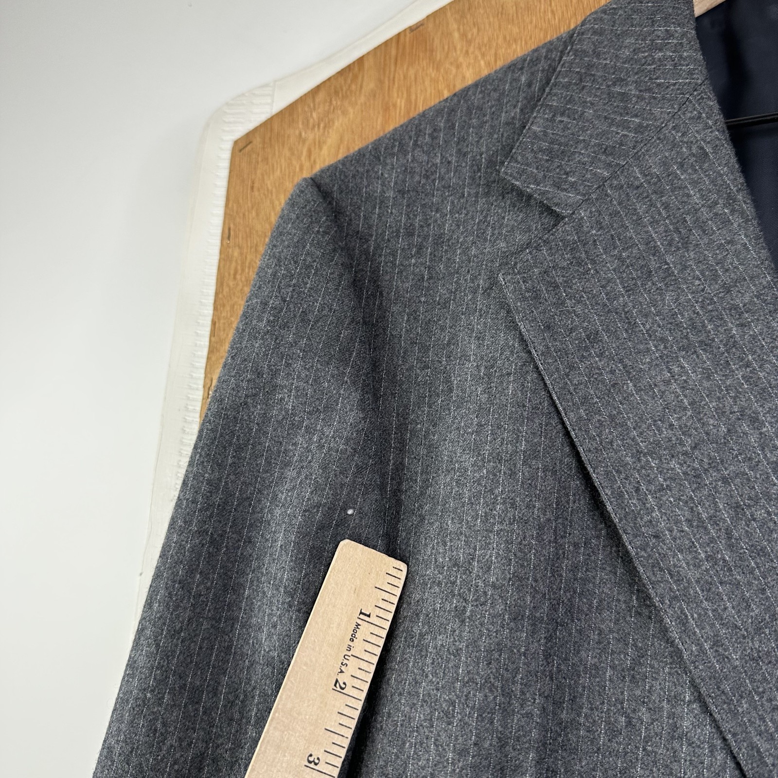 VTG Hickey Freeman Suit Mens 42L Gray Pinstripe 3/2 Roll Pants 36×34 flannel