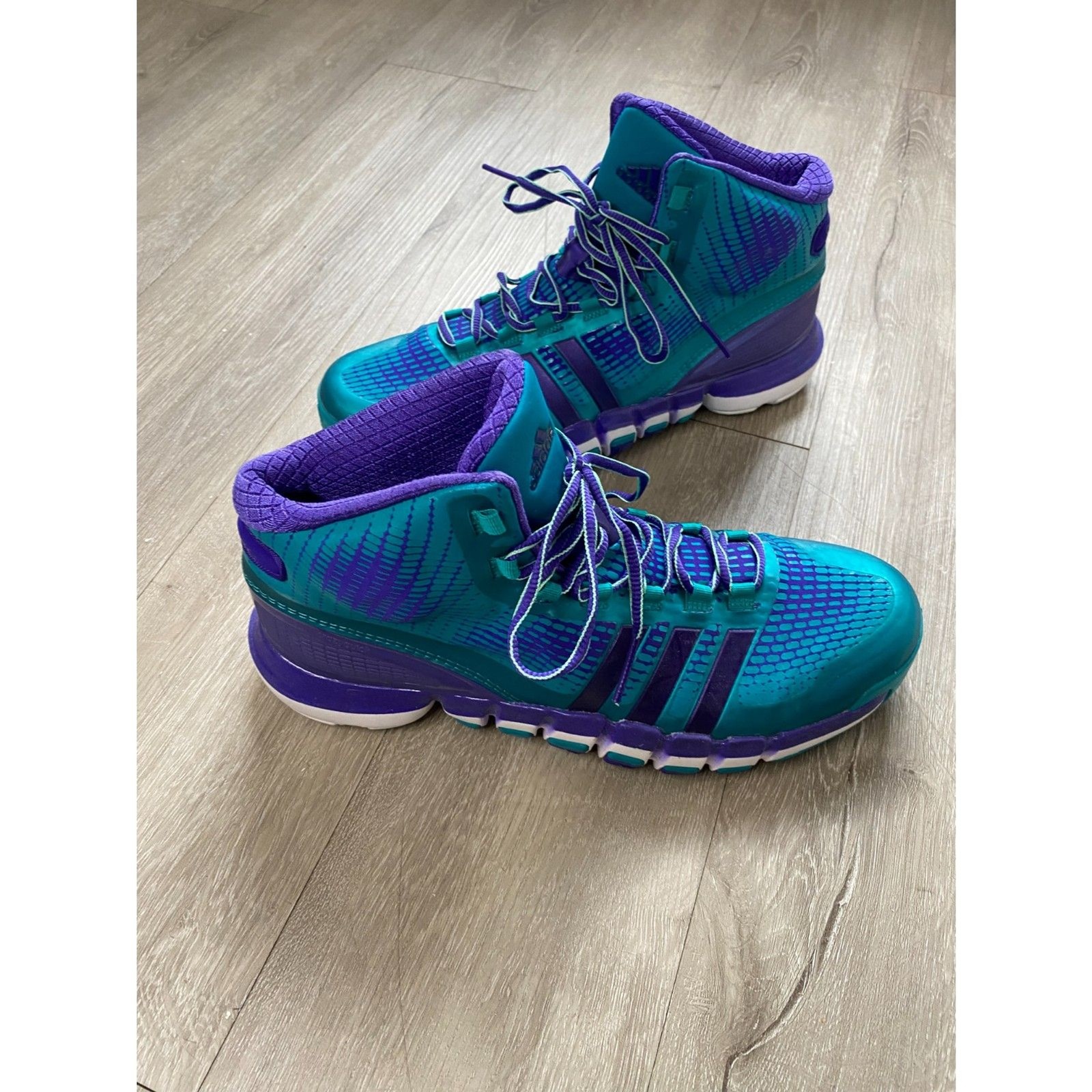 Adidas Crazyquick Techfit 2013 Teal Purple Q33304 Men’s 10.5 Basketball Shoes