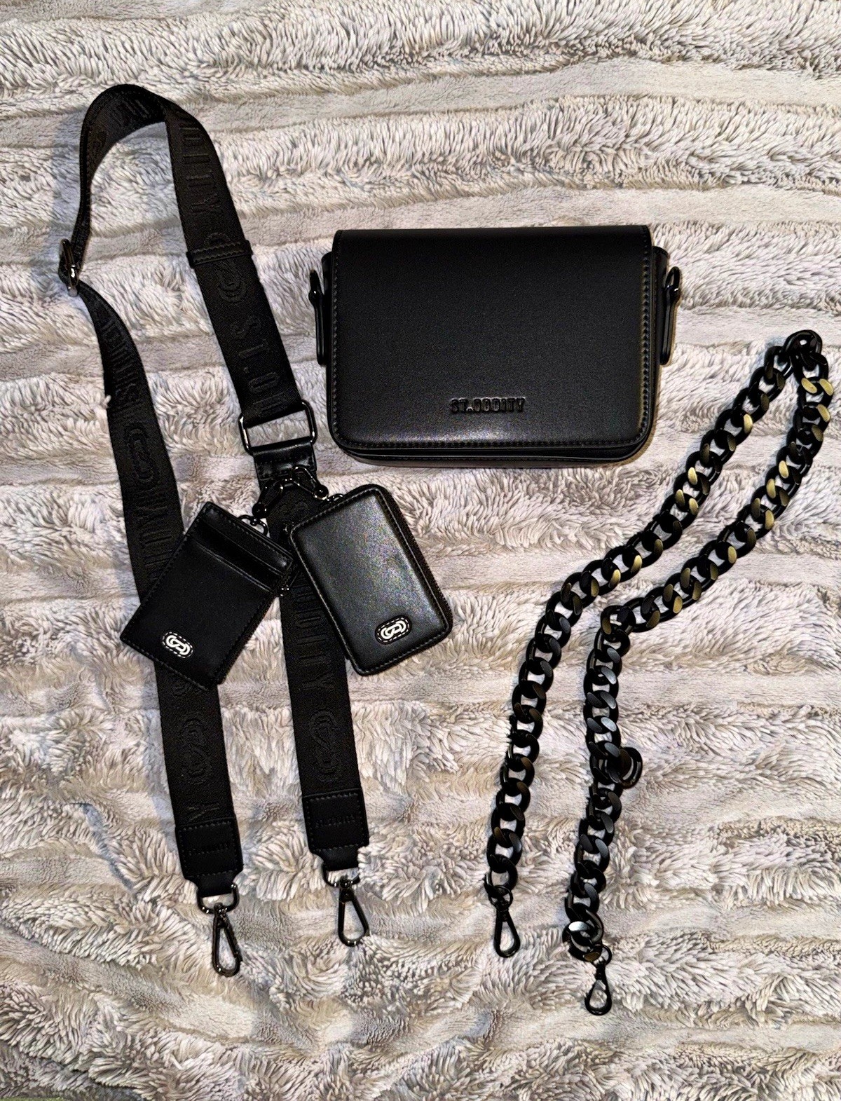 ST.ODDITY Black Crossbody Bag with Street & Chain Strap/Coin purse/Dust bag