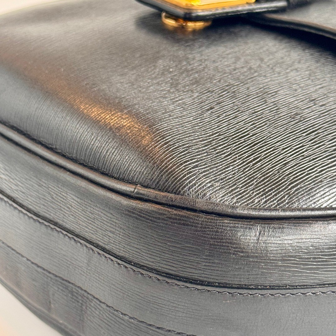 BALLY Vintage Leather Shoulder Bag Black Made in Italy Size: W:9,8 × H:7.9 in.