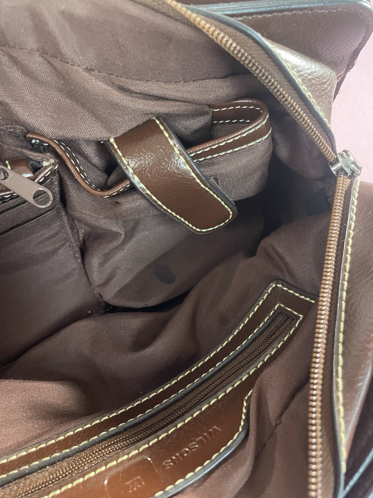 Wilsons Leather Women’s Brown Satchel Top Handle Bag Zip & Magnetic, Pockets
