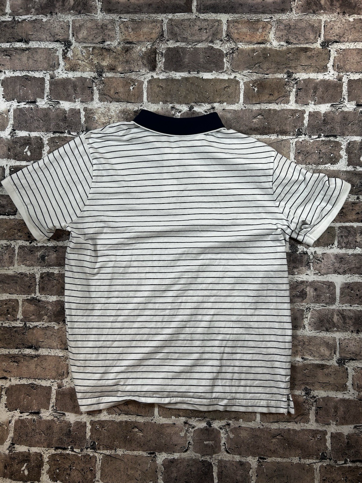 U.S. Polo Assn. Men’s White/Navy Striped Short Sleeve Polo Shirt XL Logo