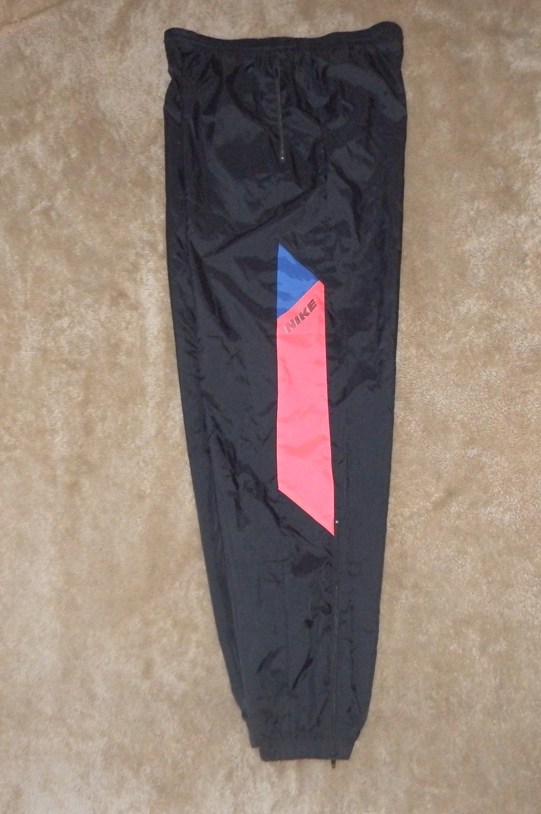 Vintage Nike Windbreaker Track Pants Retro 90s Black Neon Pink Blue Gray Tag L