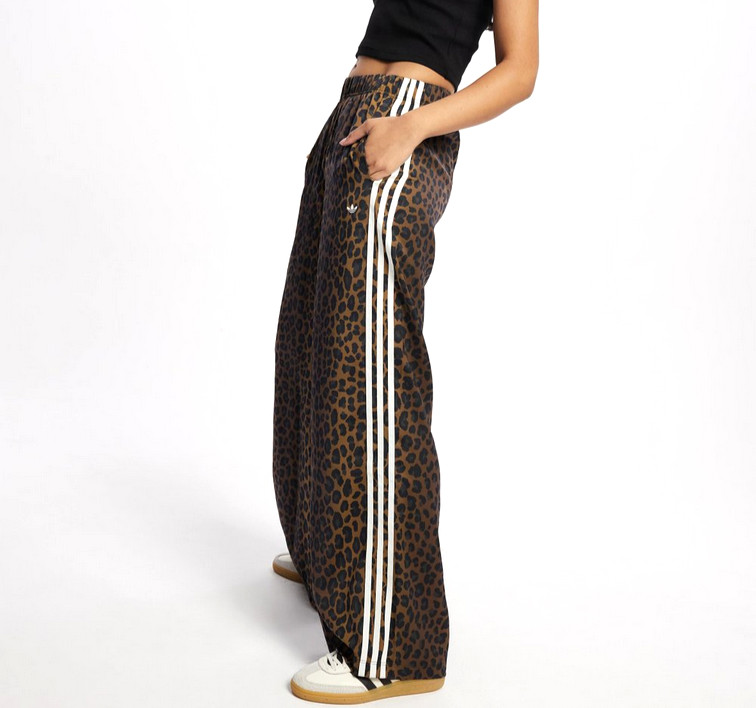 Sz Small- ADIDAS Womens Wide Leg Satin Pants Leopard Cheetah Animal Print KA2666