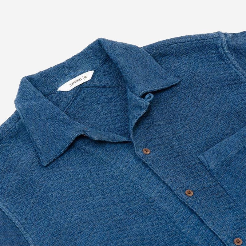 3sixteen Vacation Collar Shirt Overdyed – M – Indigo Overdyed Jacquard