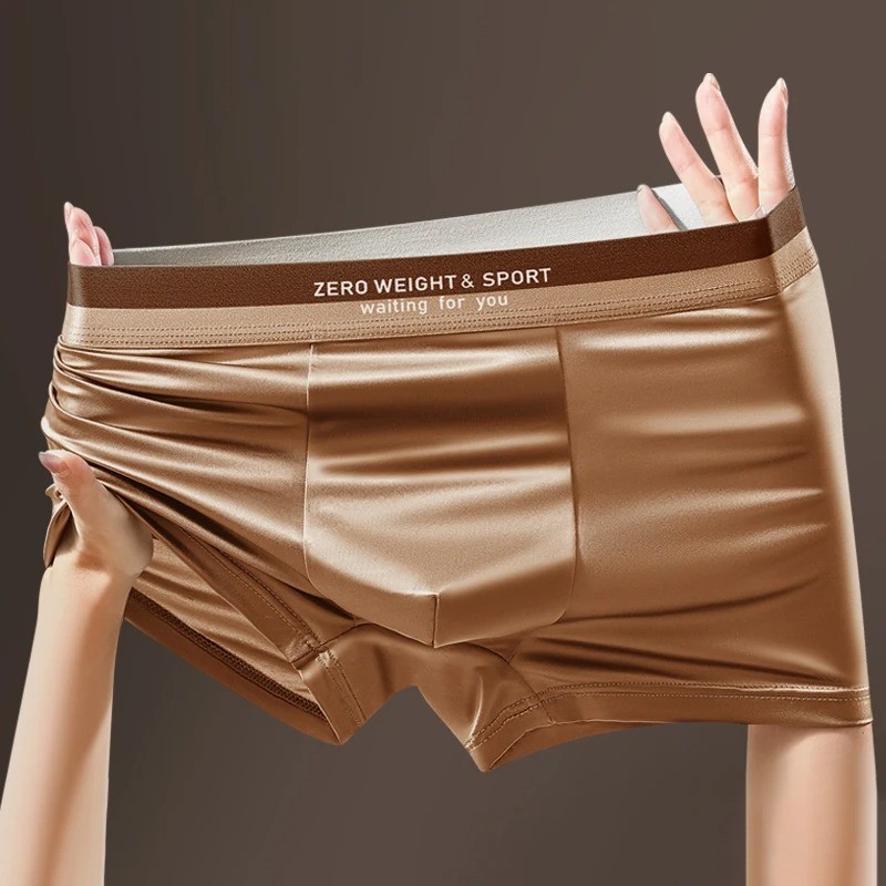 4/1 PCS Men’s Ice Silk Underwear Breathable Boxer Shorts Seamless Soft Briefs