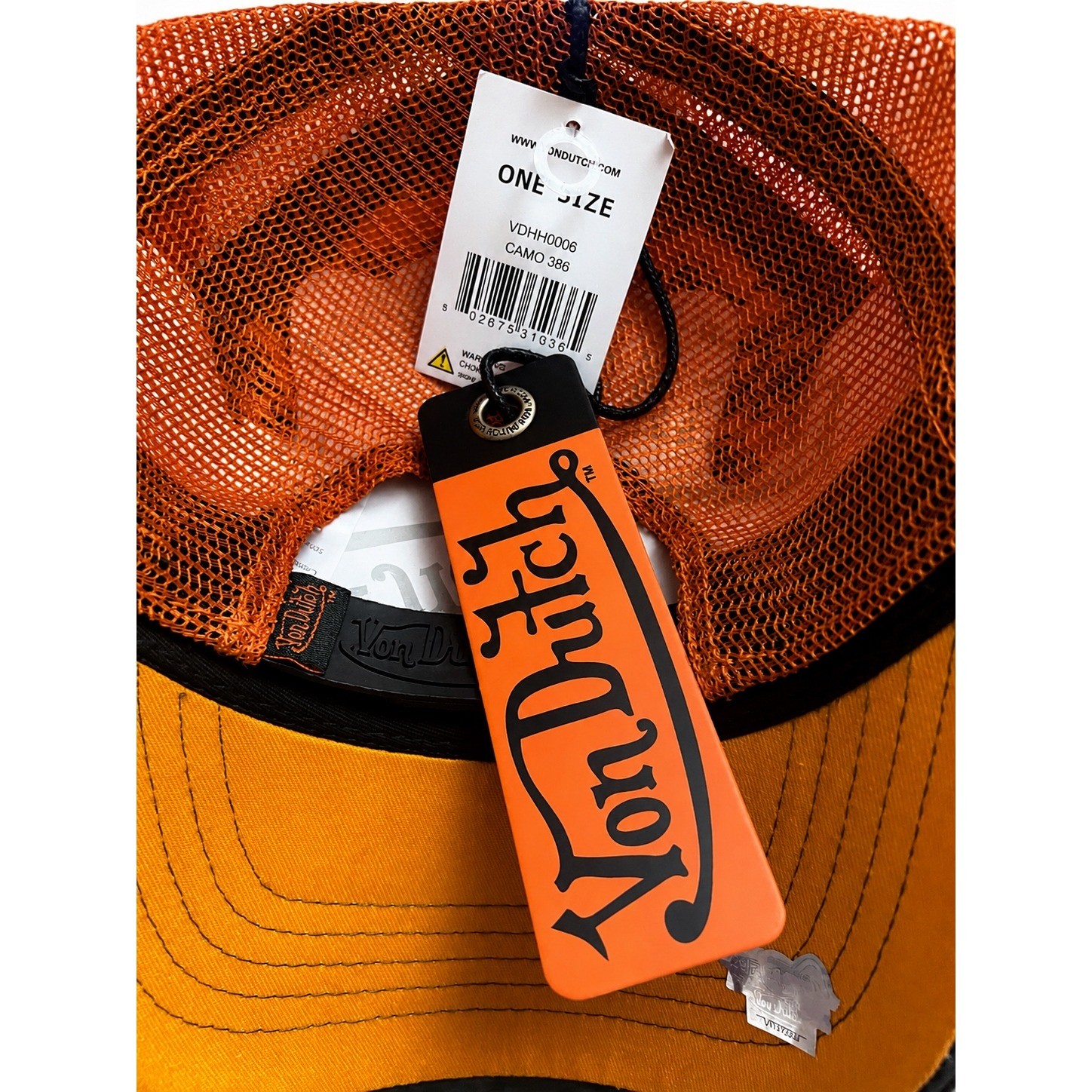 NWT Von Dutch Hat Green Camo orange Embroidered Trucker Mesh Snapback Cap