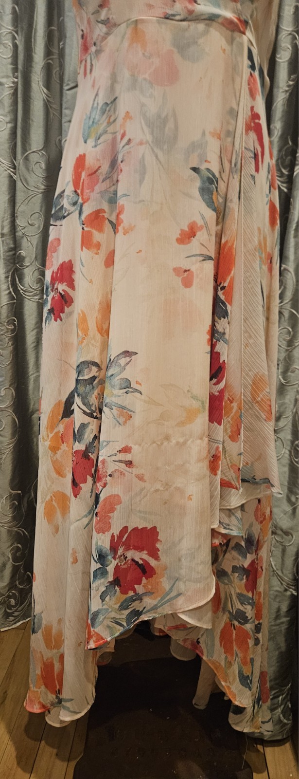Ladies 12 Calvin Klein Couture Chiffon Floral Dress – vintage